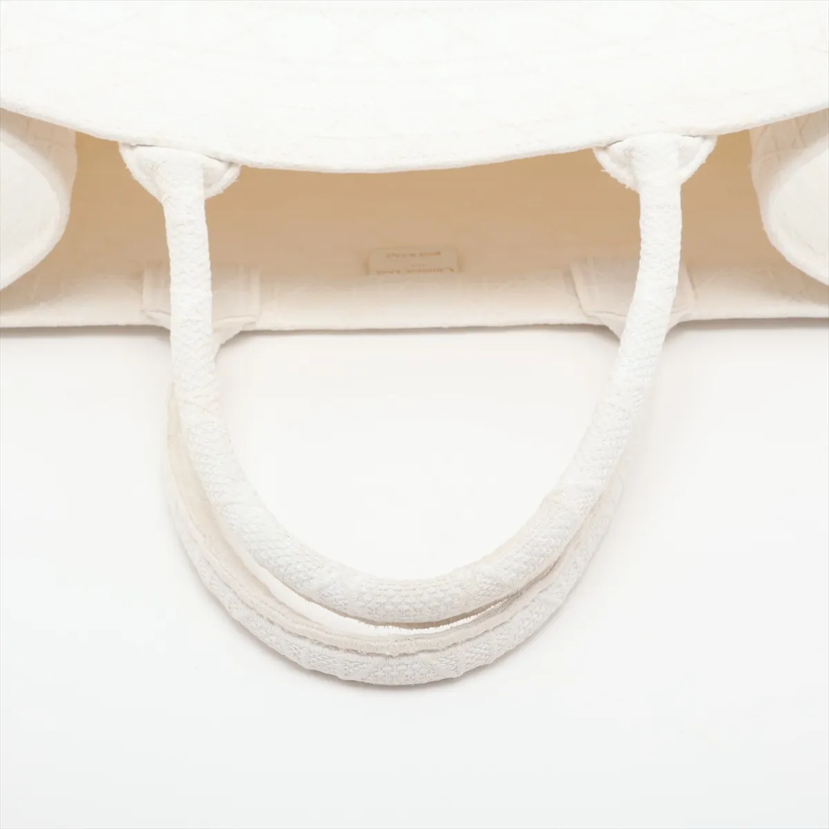 Cannage Book Tote Medium Canvas Tote Bag White — view 5