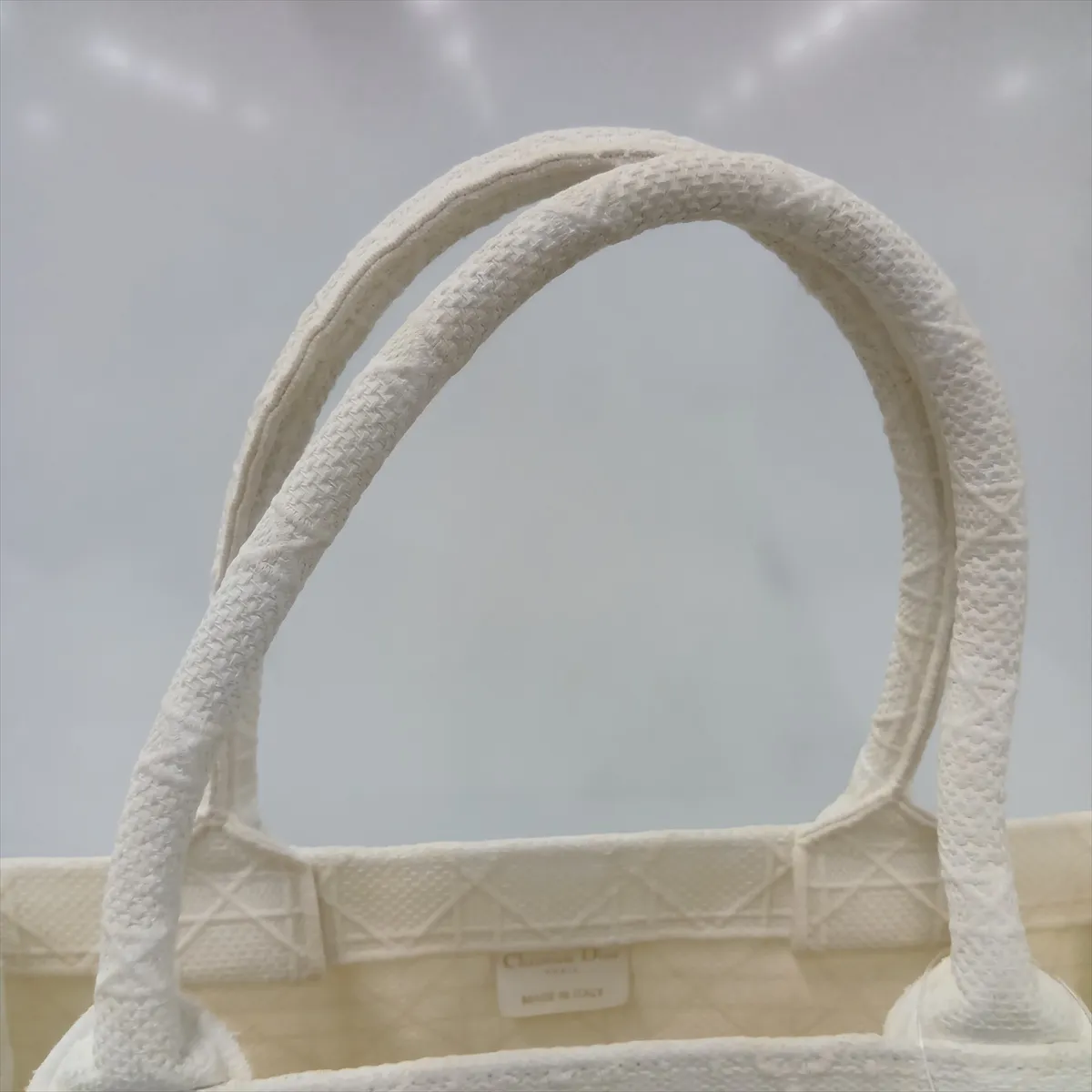 Cannage Book Tote Medium Canvas Tote Bag White — view 9