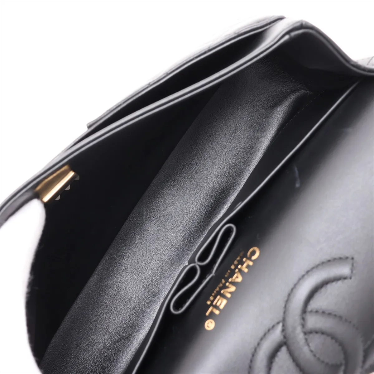 [Individually packaged] Chanel Matelassé 25 Lambskin Double Flap Double Chain Bag, Black x White, Gold Hardware, PEGXCUE7 Random Plate, A01112 — view 7