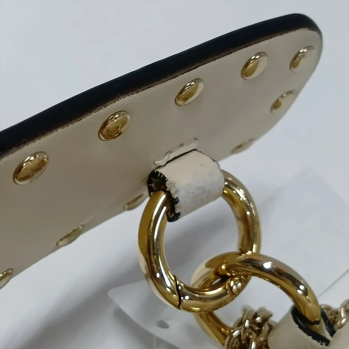 Rockstud Leather x Stud 2-Way Handbag, Beige — view 11