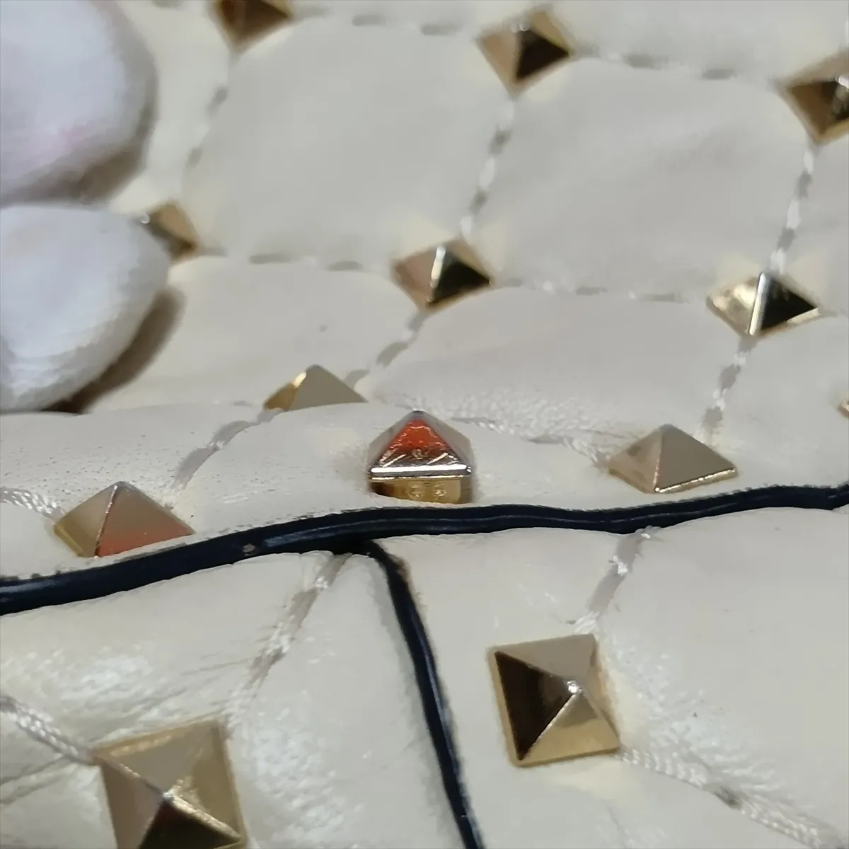 Rockstud Leather x Stud 2-Way Handbag, Beige — view 13