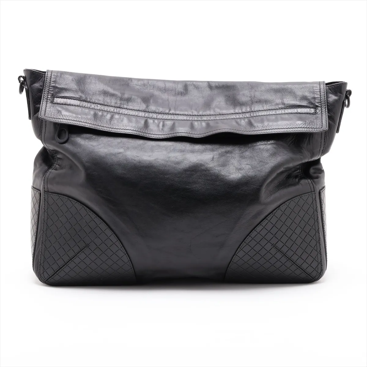 Leather Shoulder Bag, Black — view 2