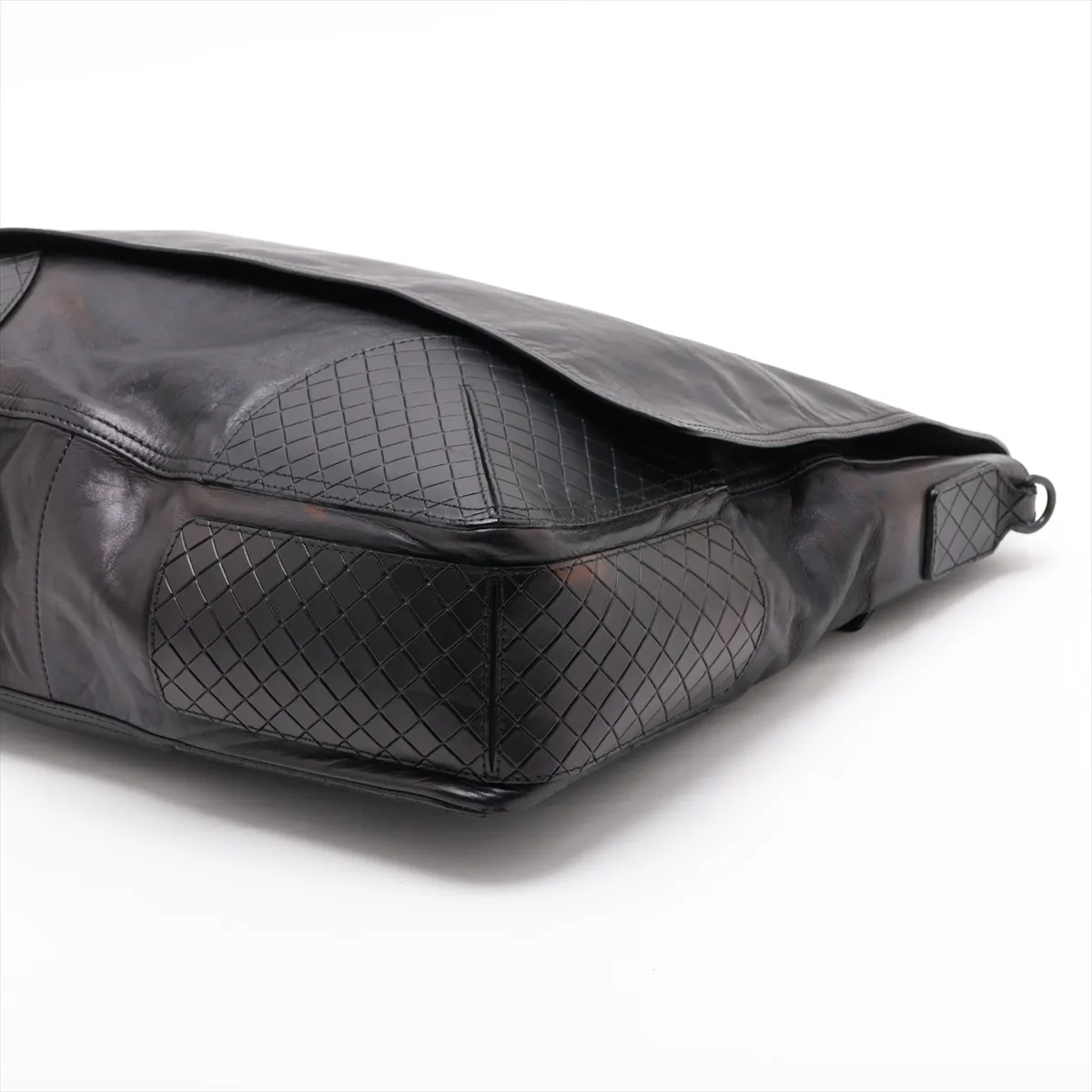 Leather Shoulder Bag, Black — view 3
