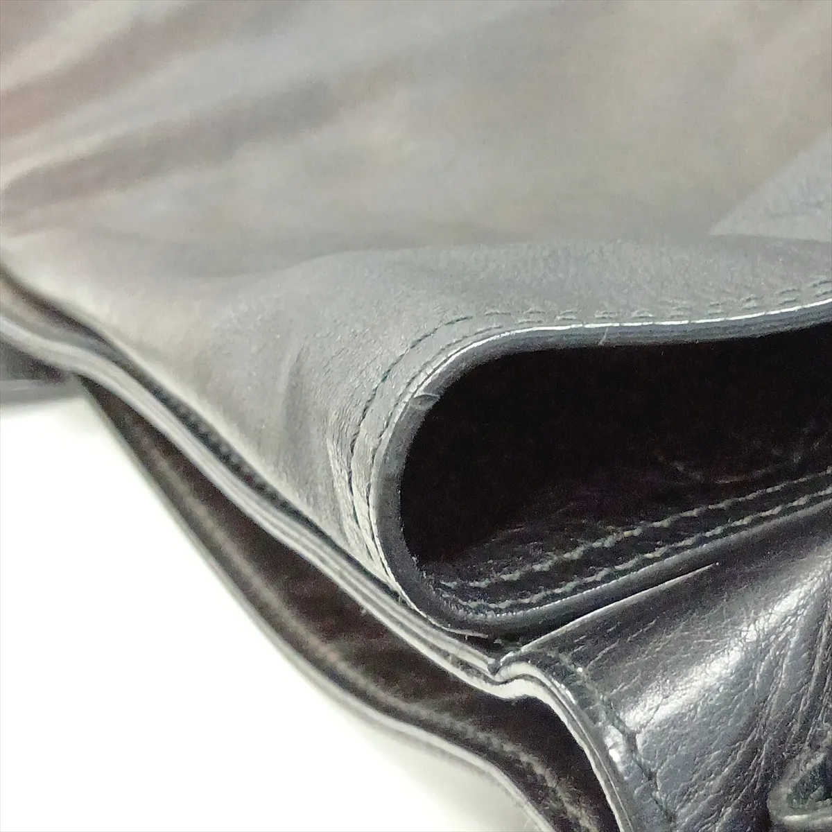 Leather Shoulder Bag, Black — view 10
