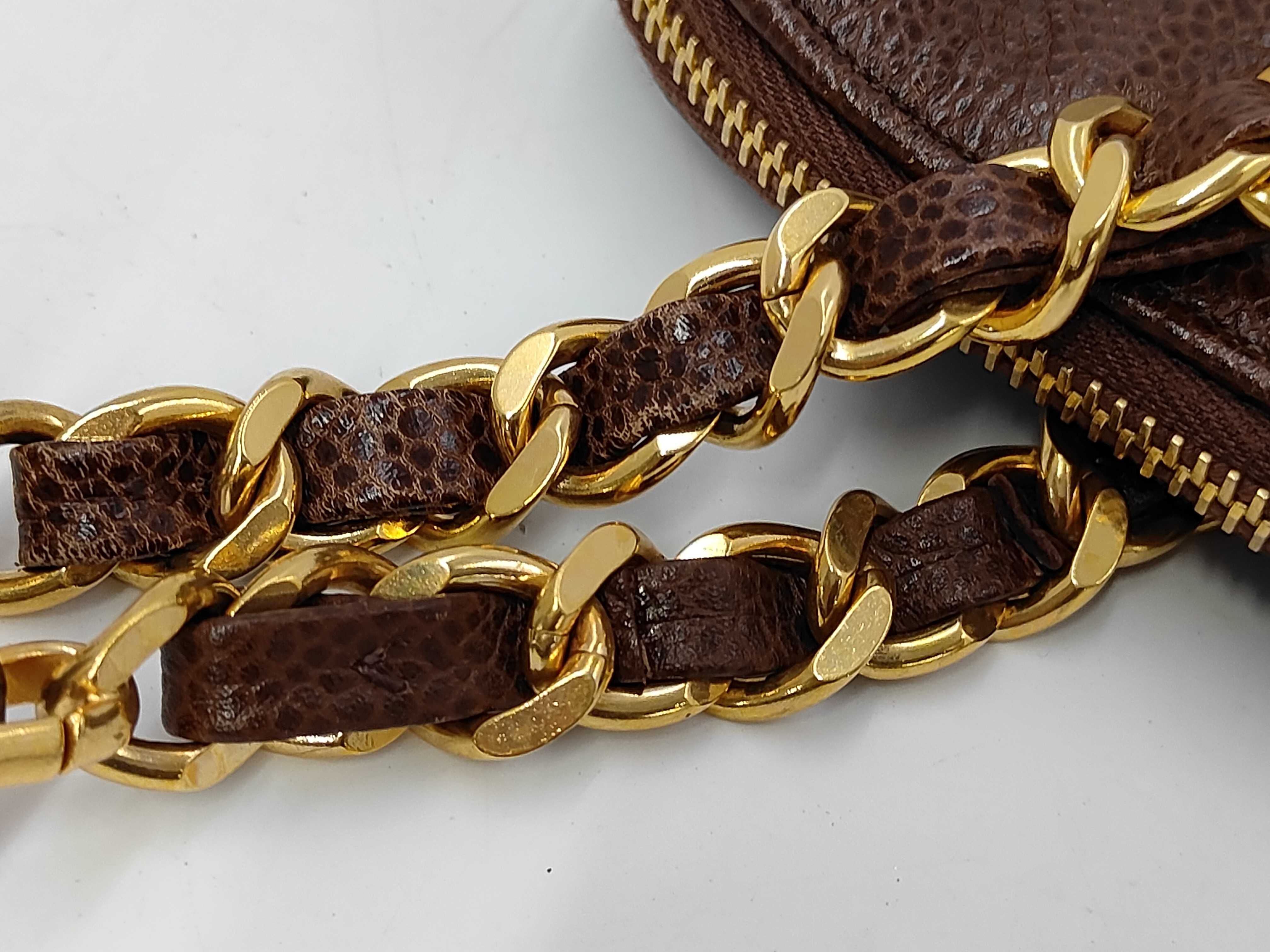 Caviar Chain Tote Bag (Brown) — view 7