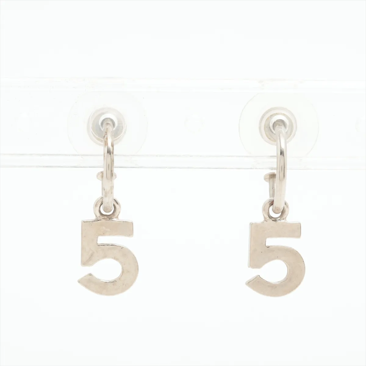 No. 5 Earrings (Pair) Metal Silver - Dents, — view 2
