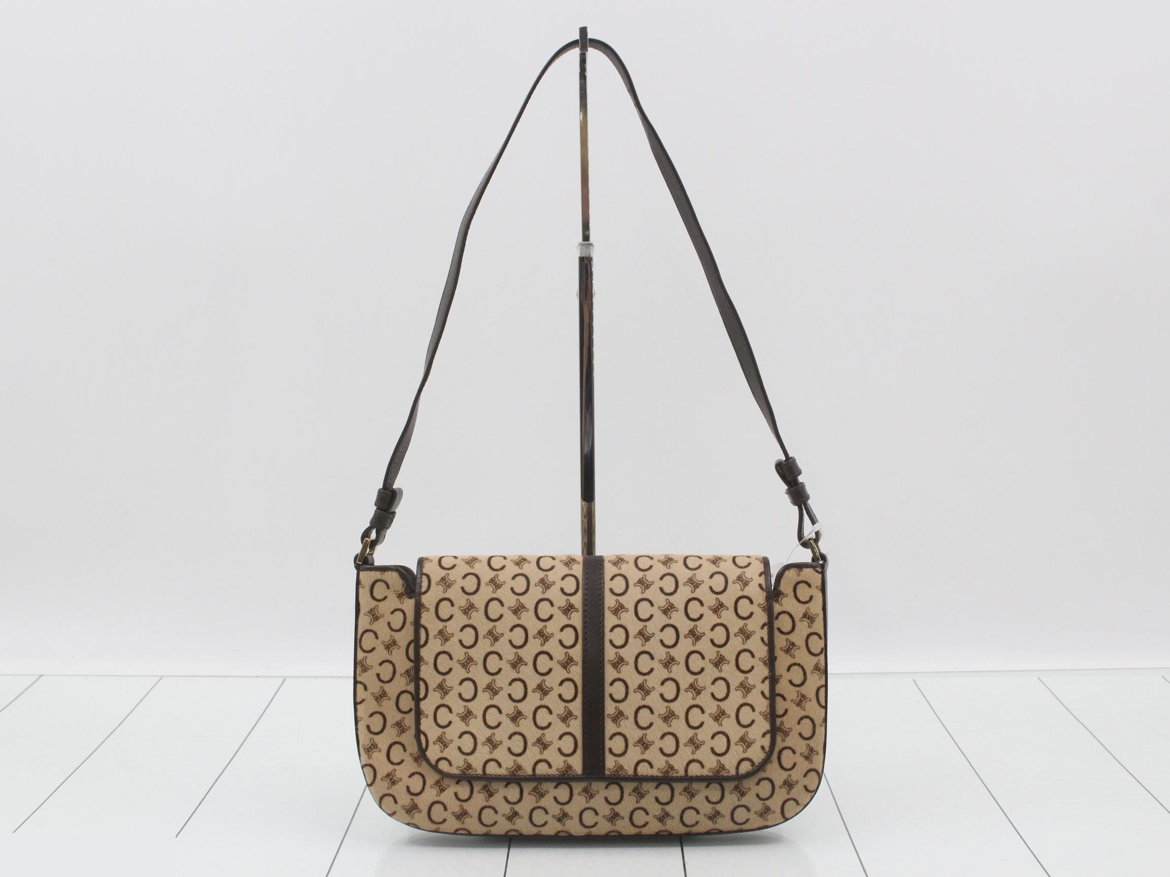 Calfskin x Shoulder Bag, C Pattern, Leather, Beige — view 2