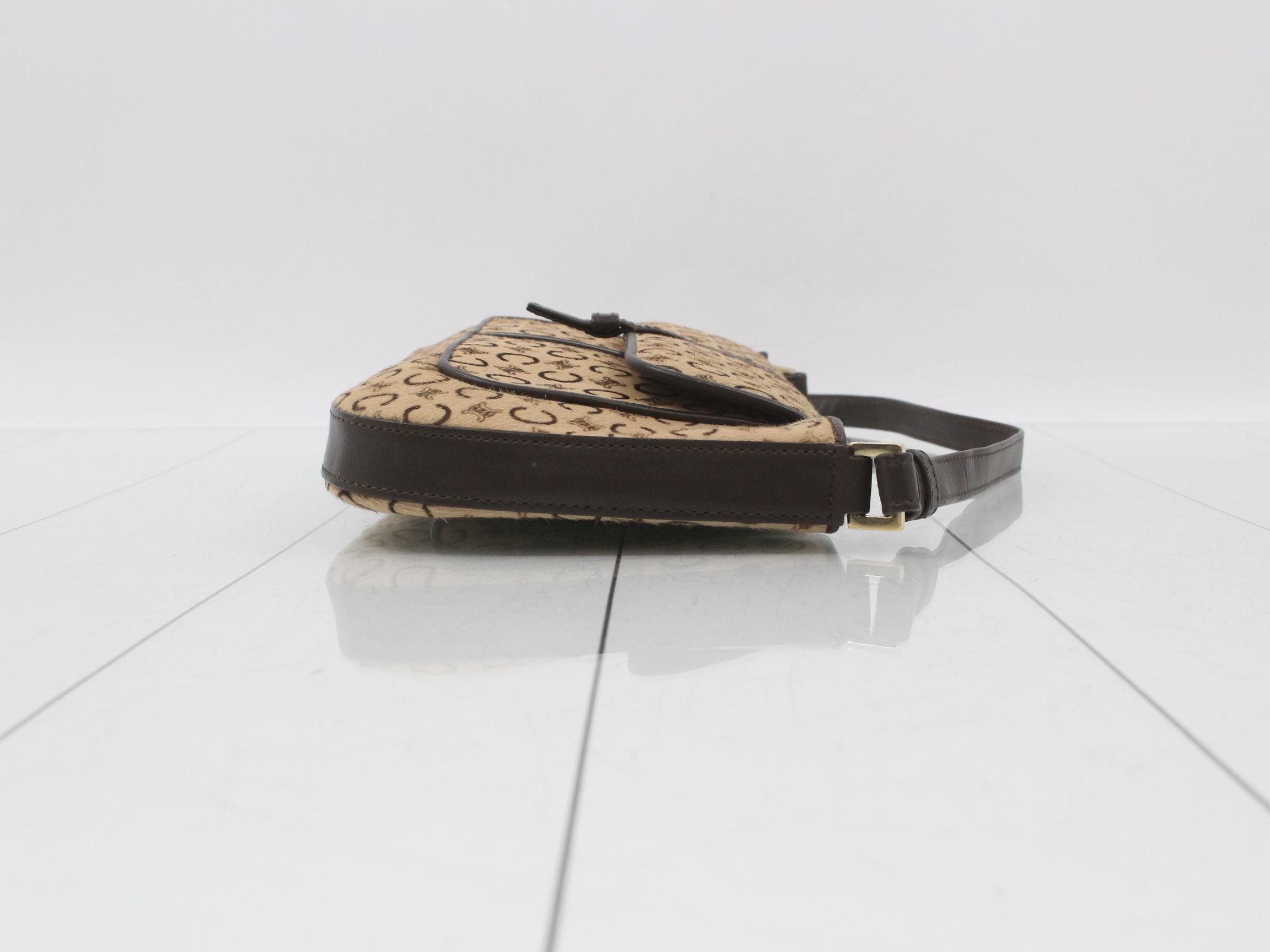 Calfskin x Shoulder Bag, C Pattern, Leather, Beige — view 3