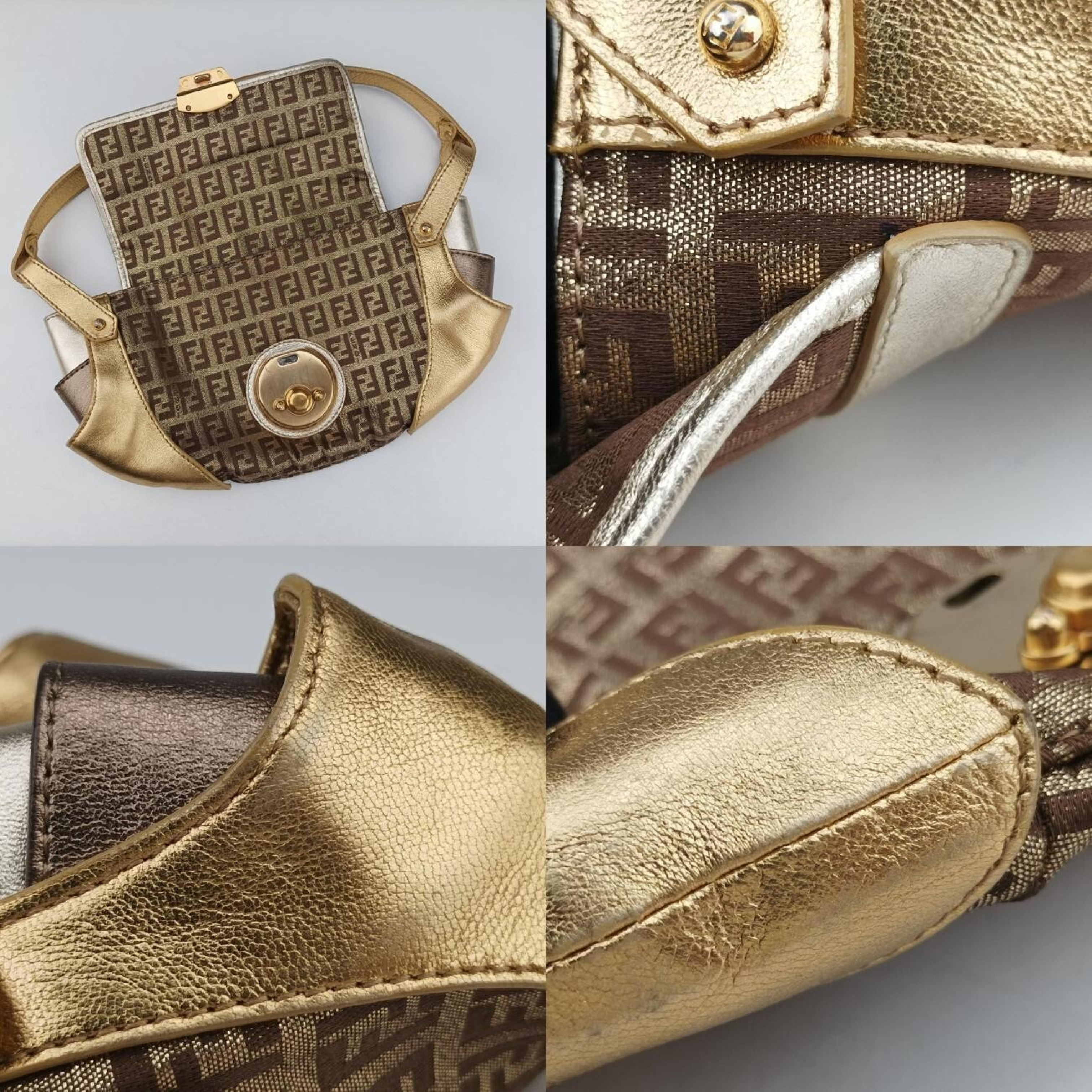 Zucchino Borsa Gold x Multicolor Canvas x Leather Shoulder Bag 8BR429 2241-8BR429-LPB-048 — view 9