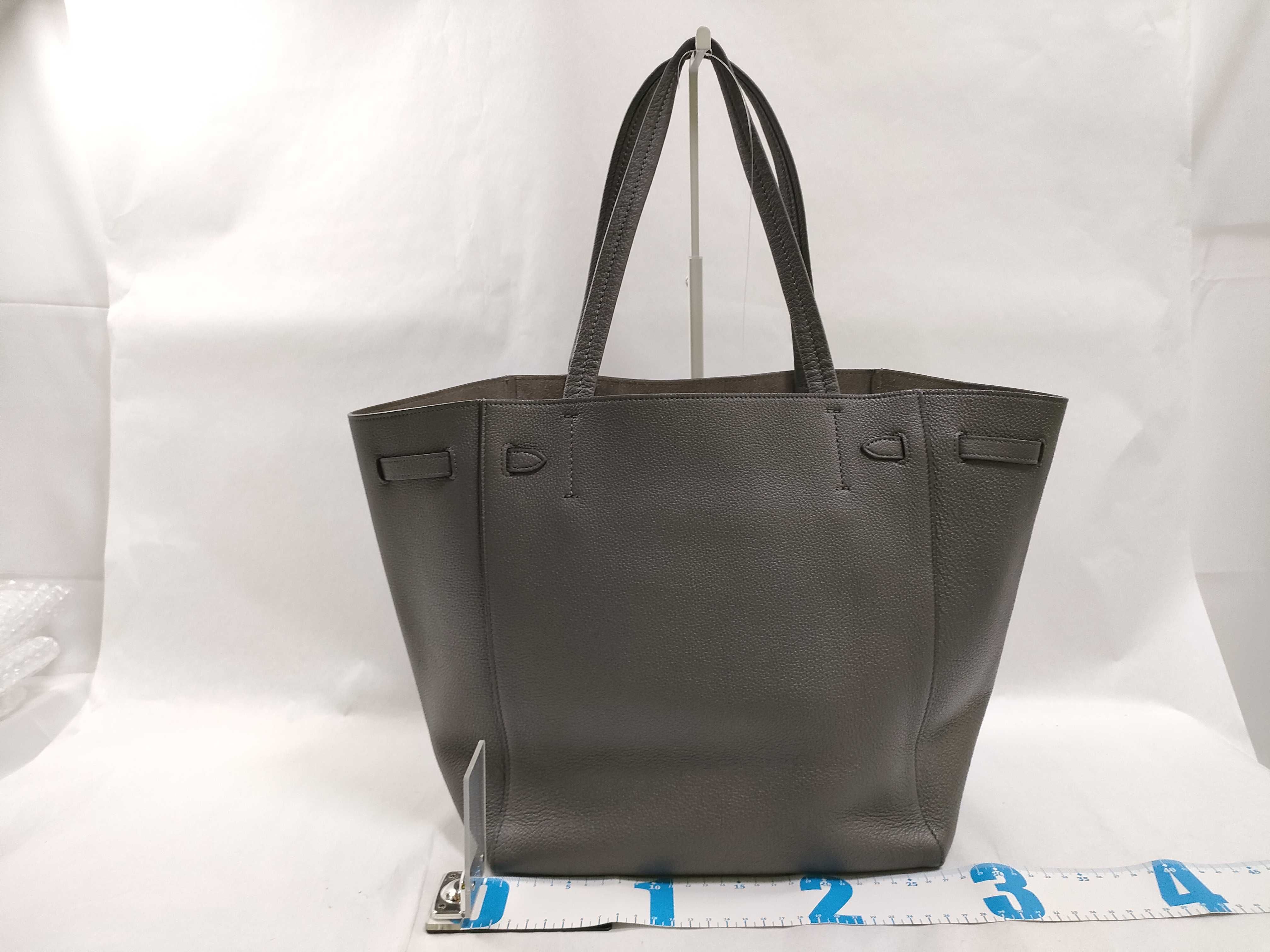 Cabas Phantom Small Leather Tote Bag, Greige Tote Bag — view 2