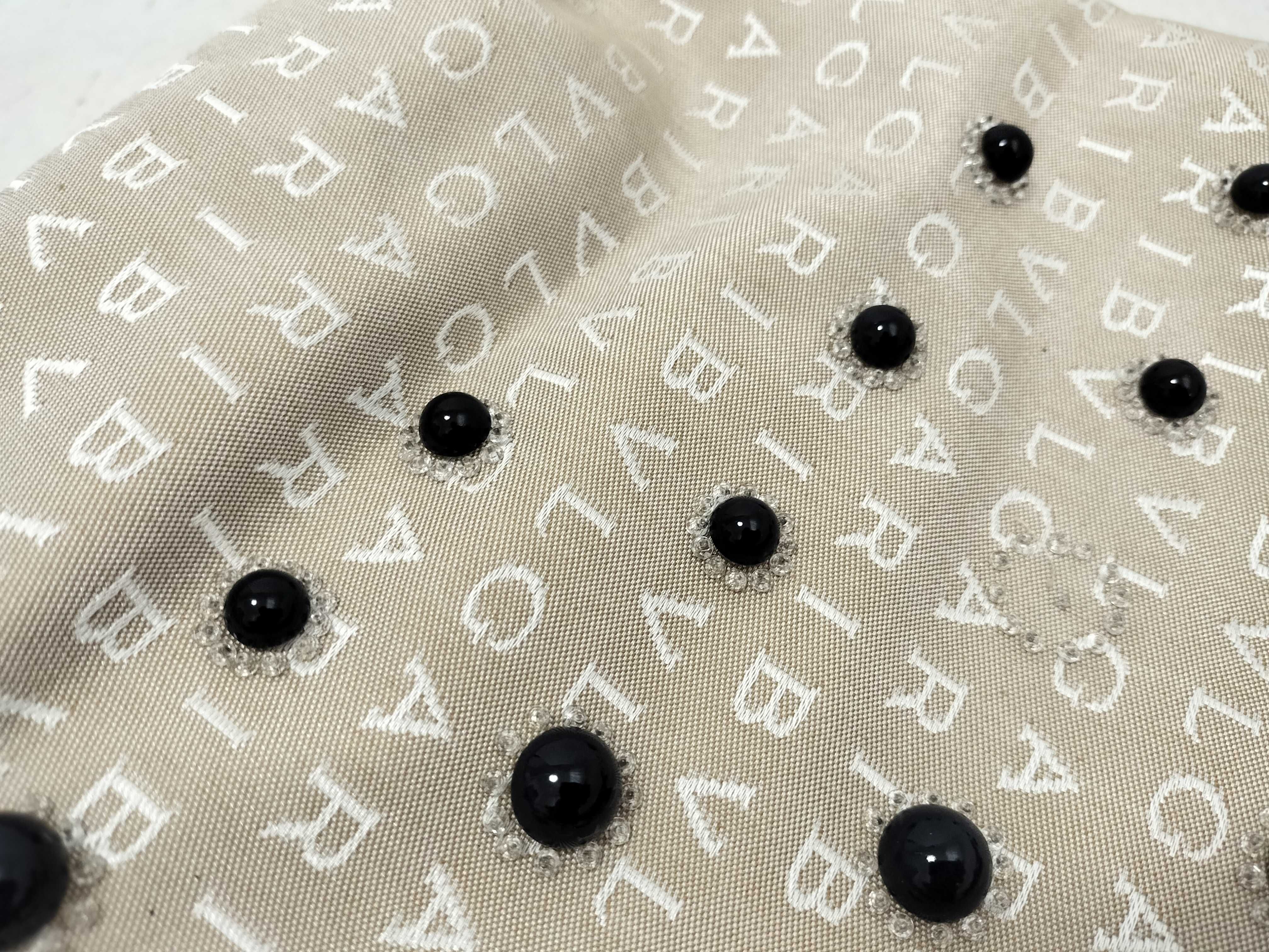 Logomania Bead Decoration Canvas x Leather Beige Tote Bag — view 13