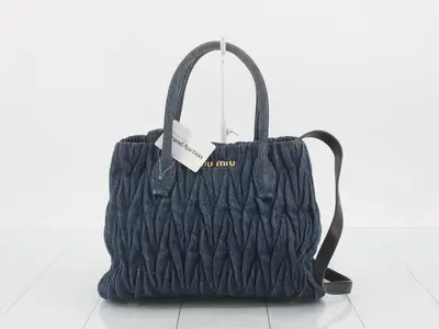 Matelassé (Bag) - 2-Way Bag with Long Strap - Denim - Blue