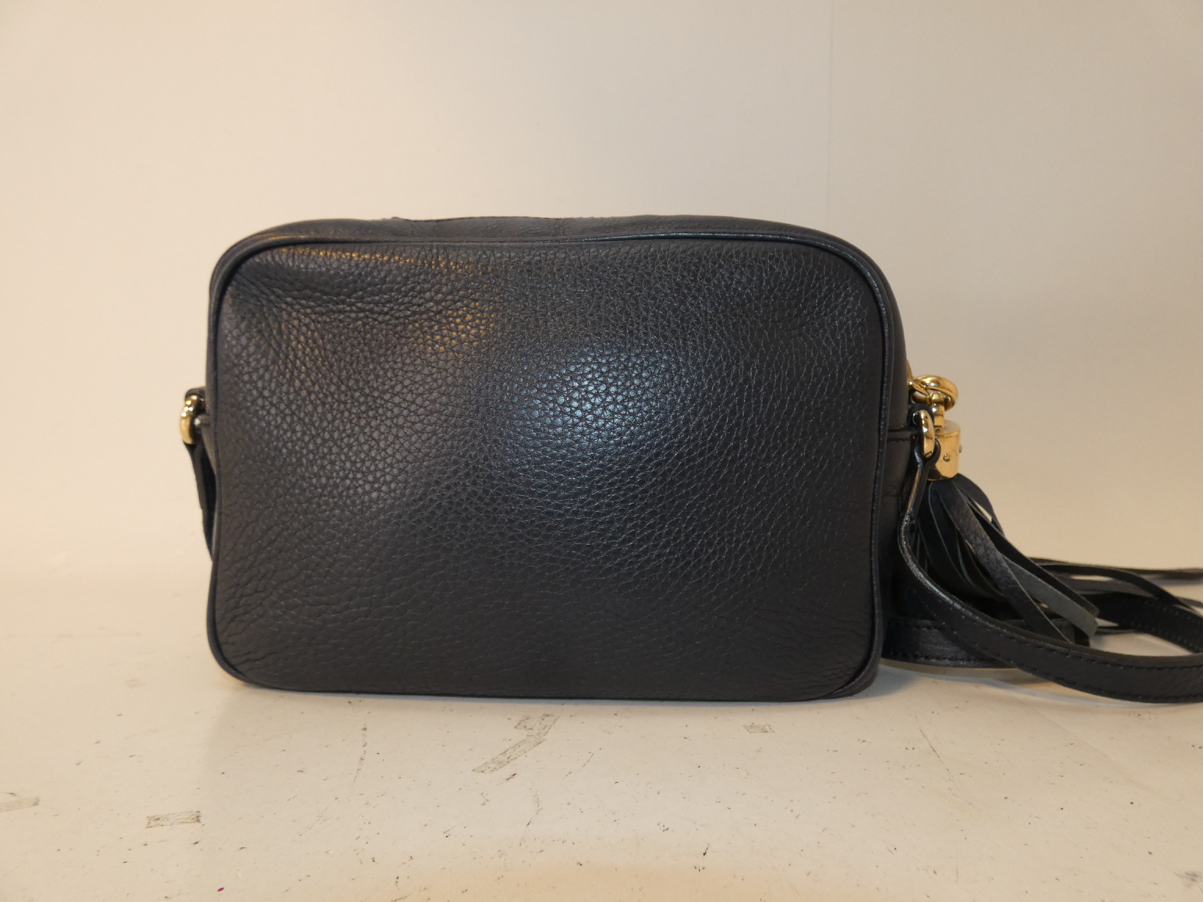 Soho Black Leather Fringe Shoulder Bag — view 2