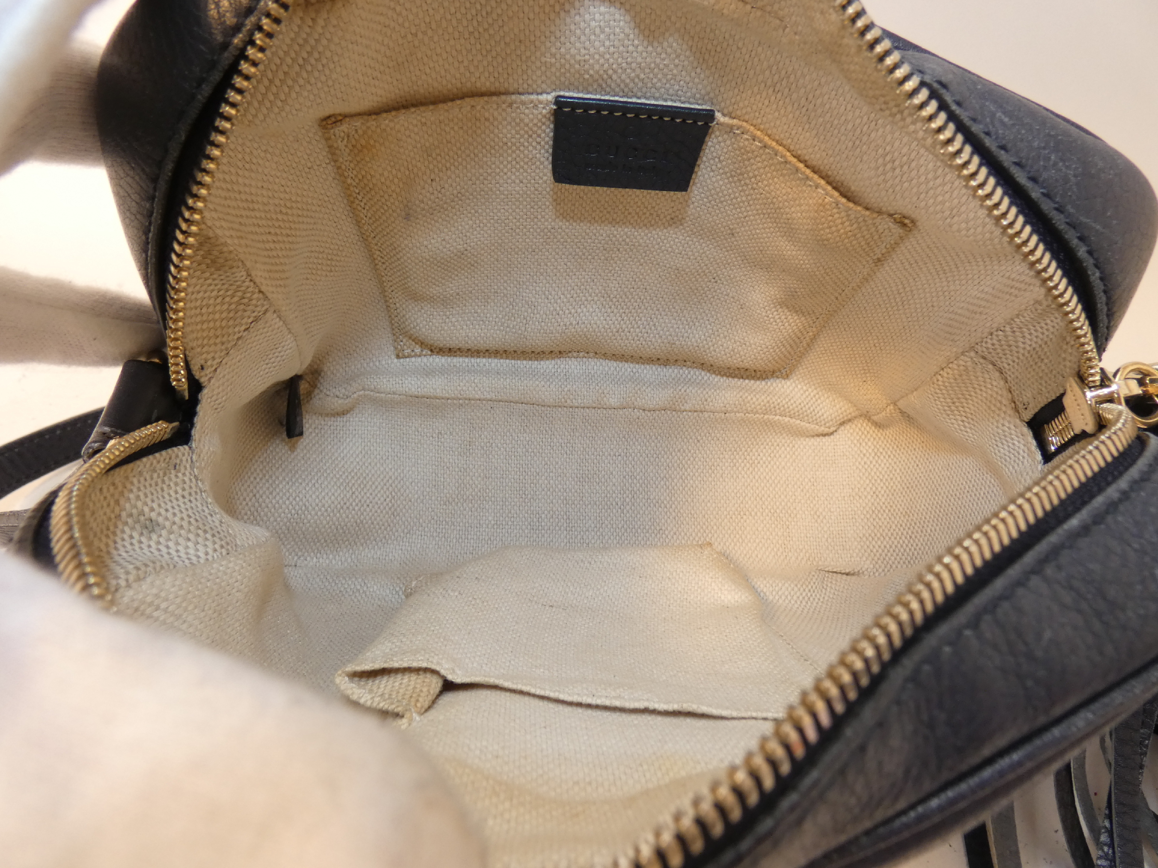 Soho Black Leather Fringe Shoulder Bag — view 8