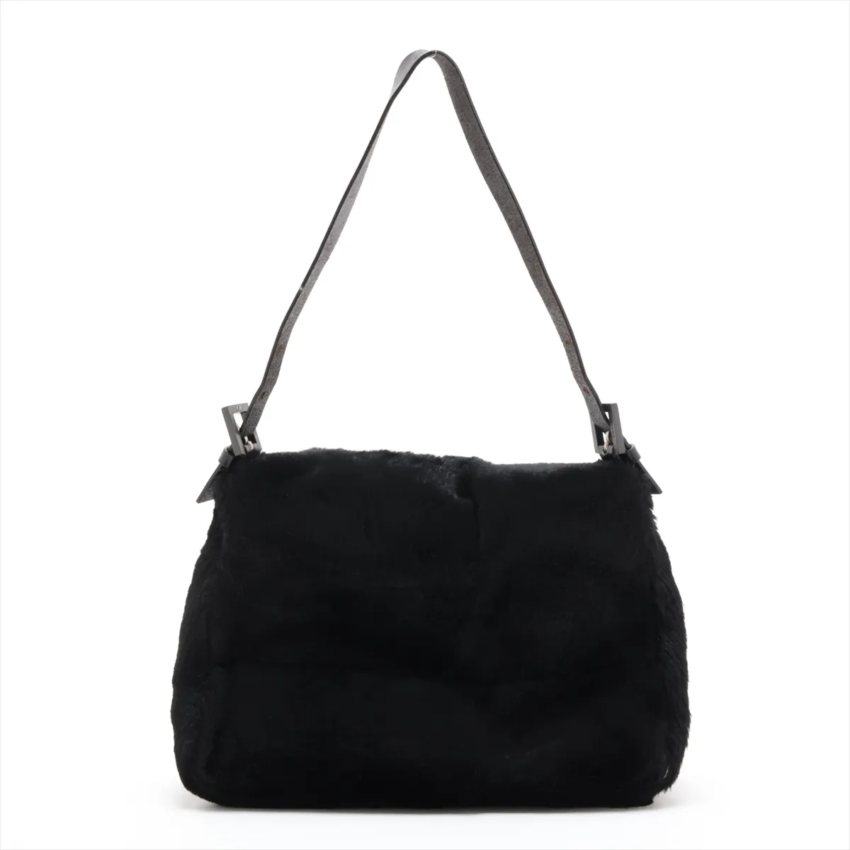 Mamma Bucket Fur and Leather Shoulder Bag, Black — view 2