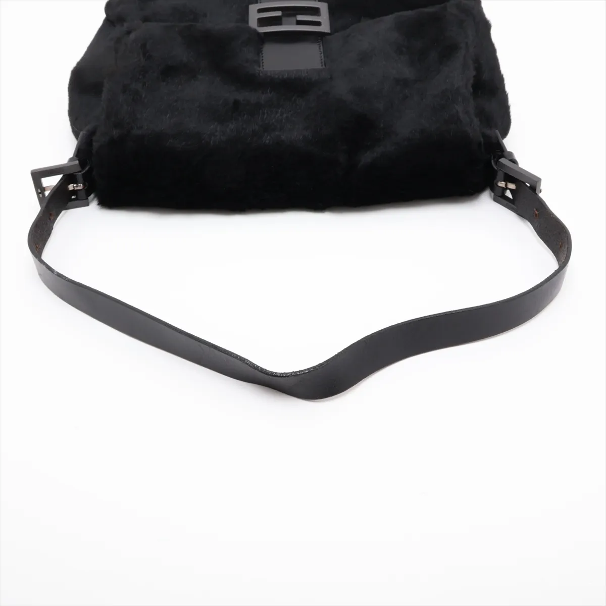 Mamma Bucket Fur and Leather Shoulder Bag, Black — view 5