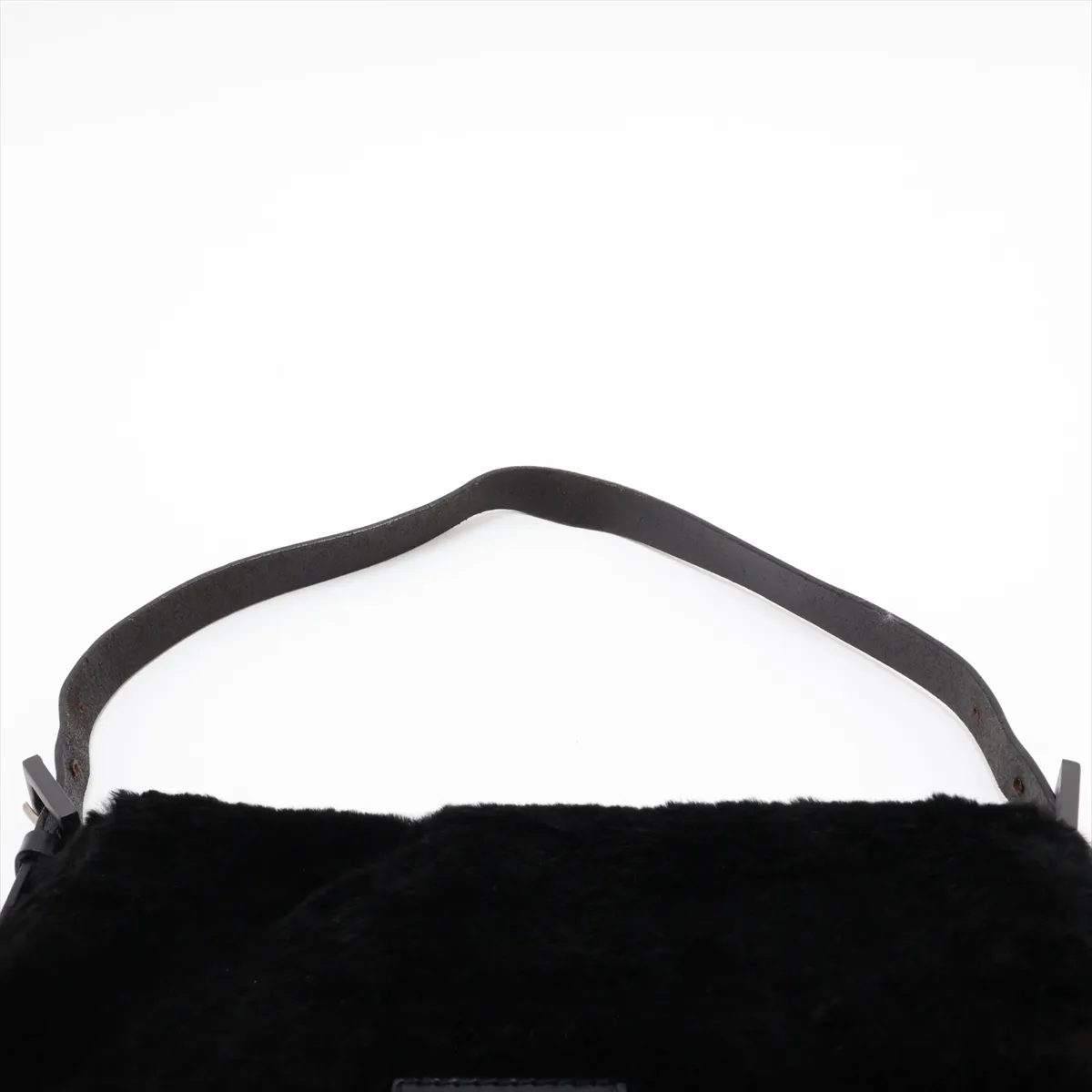 Mamma Bucket Fur and Leather Shoulder Bag, Black — view 6