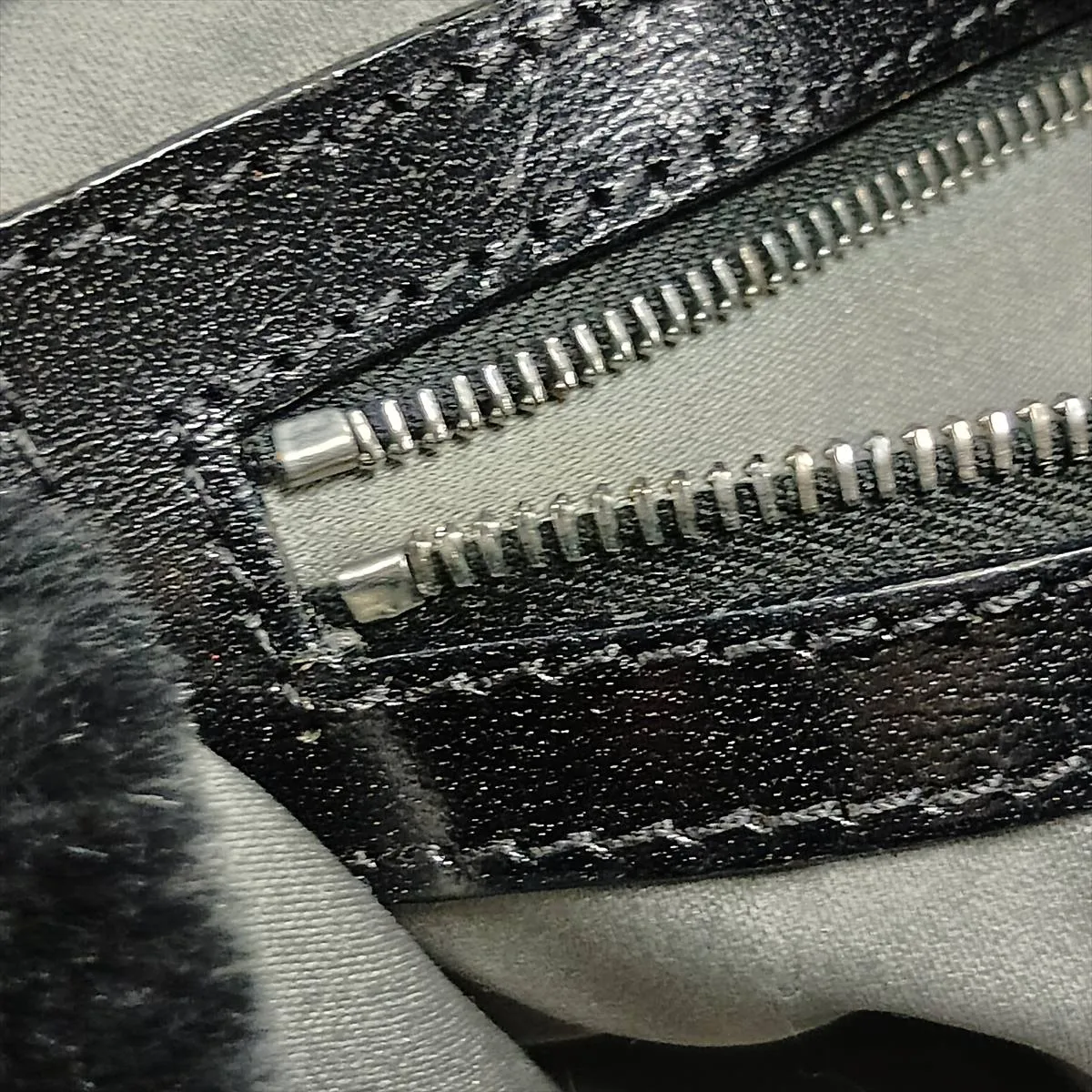 Mamma Bucket Fur and Leather Shoulder Bag, Black — view 10