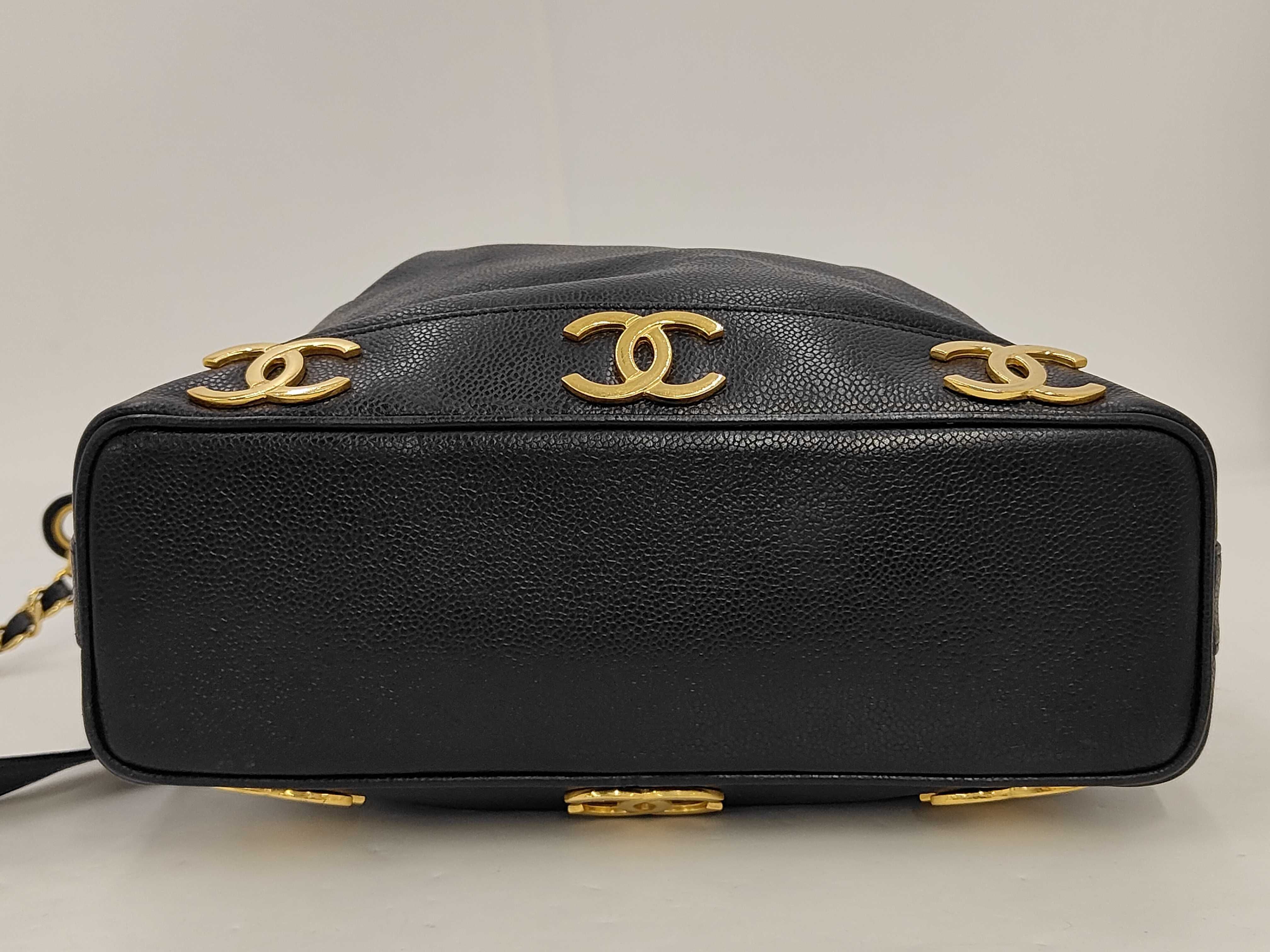 Triple Coco Drawstring Chain Shoulder Bag, Black, with Authenticity Card and Seal. — view 4