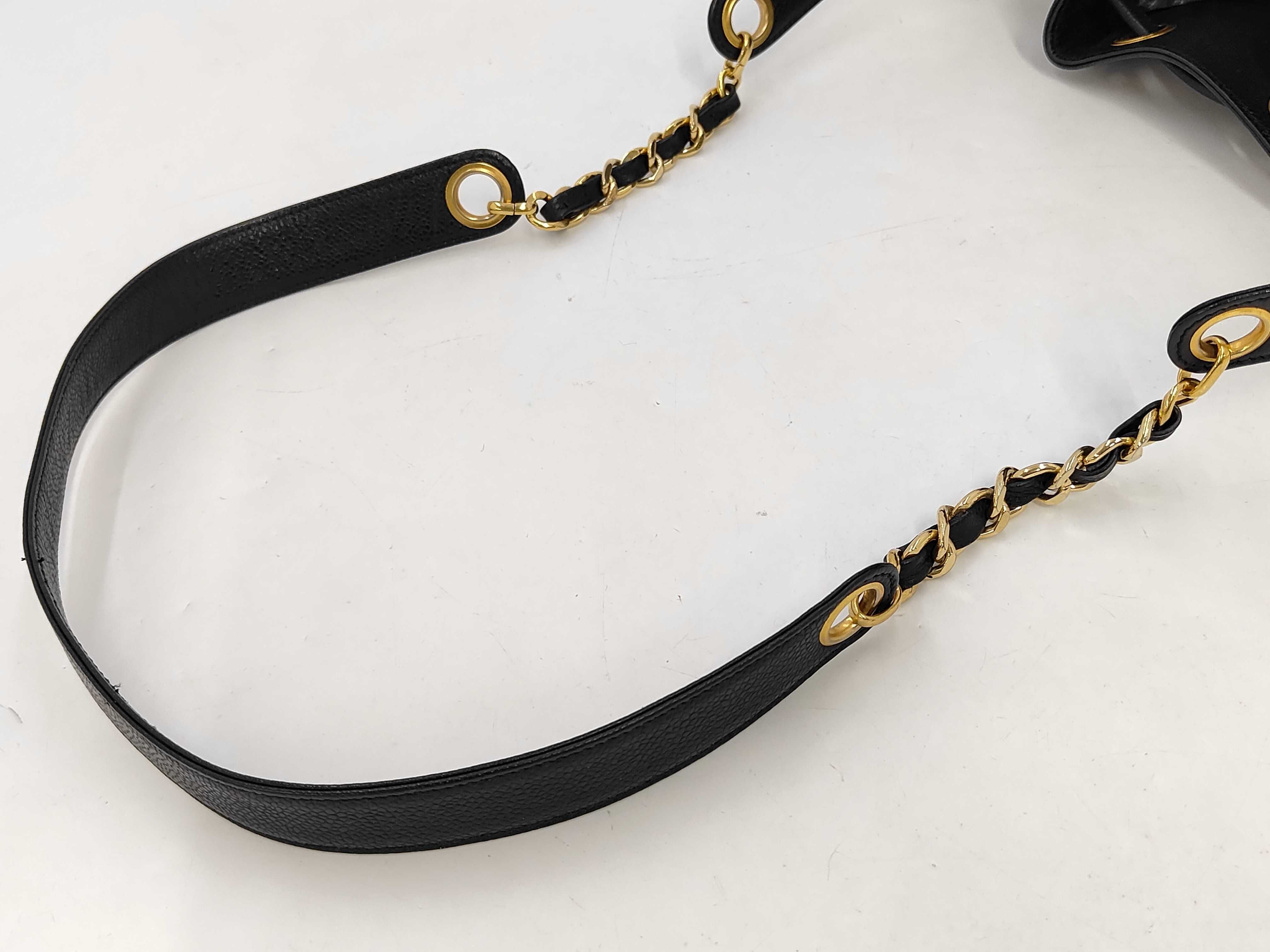 Triple Coco Drawstring Chain Shoulder Bag, Black, with Authenticity Card and Seal. — view 5