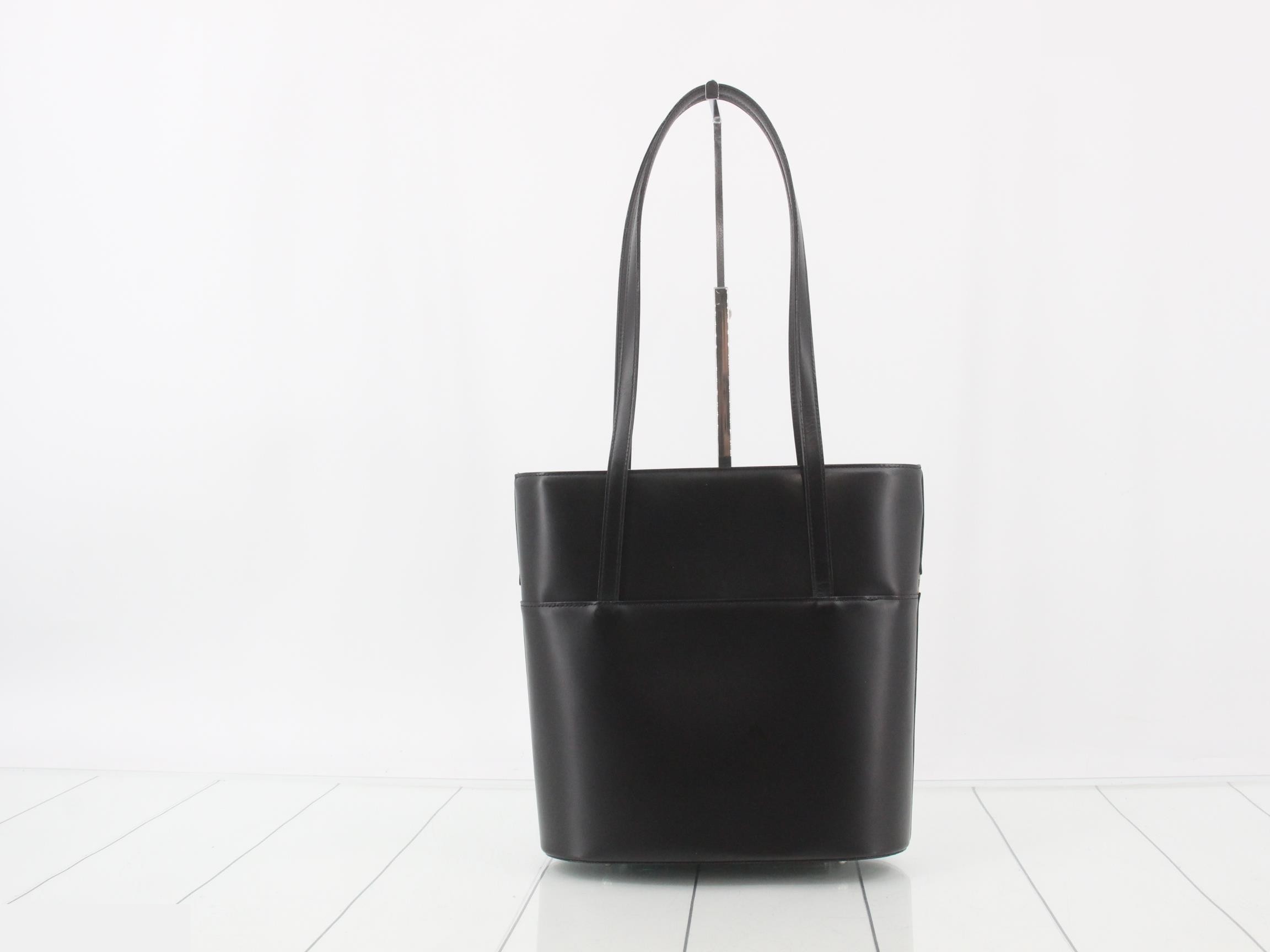 Burberrys Leather Nova Check Tote Bag Black — view 2