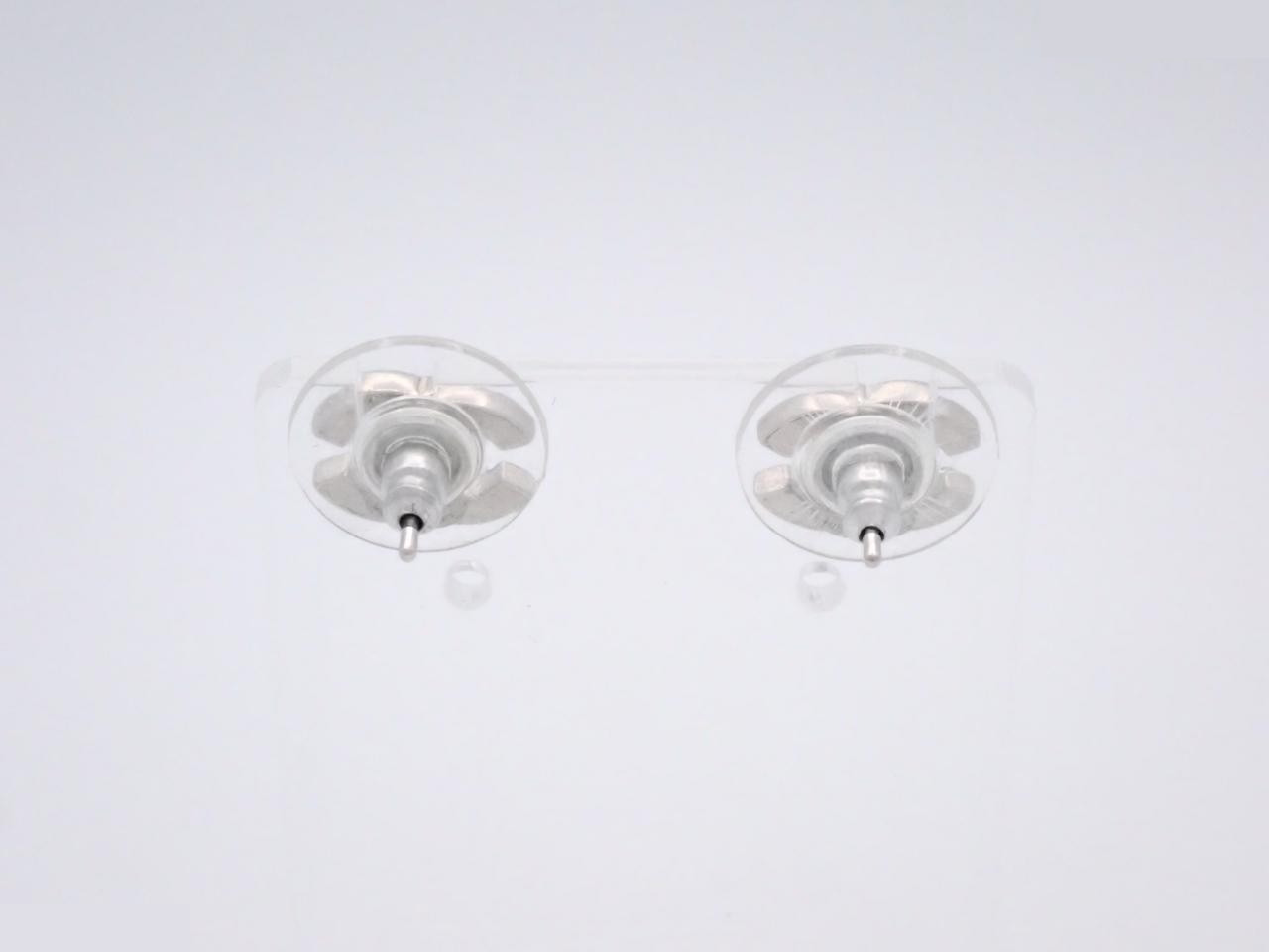 earrings, model 09V, Coco Mark, rhinestone, silver, 1cm wide. — view 2