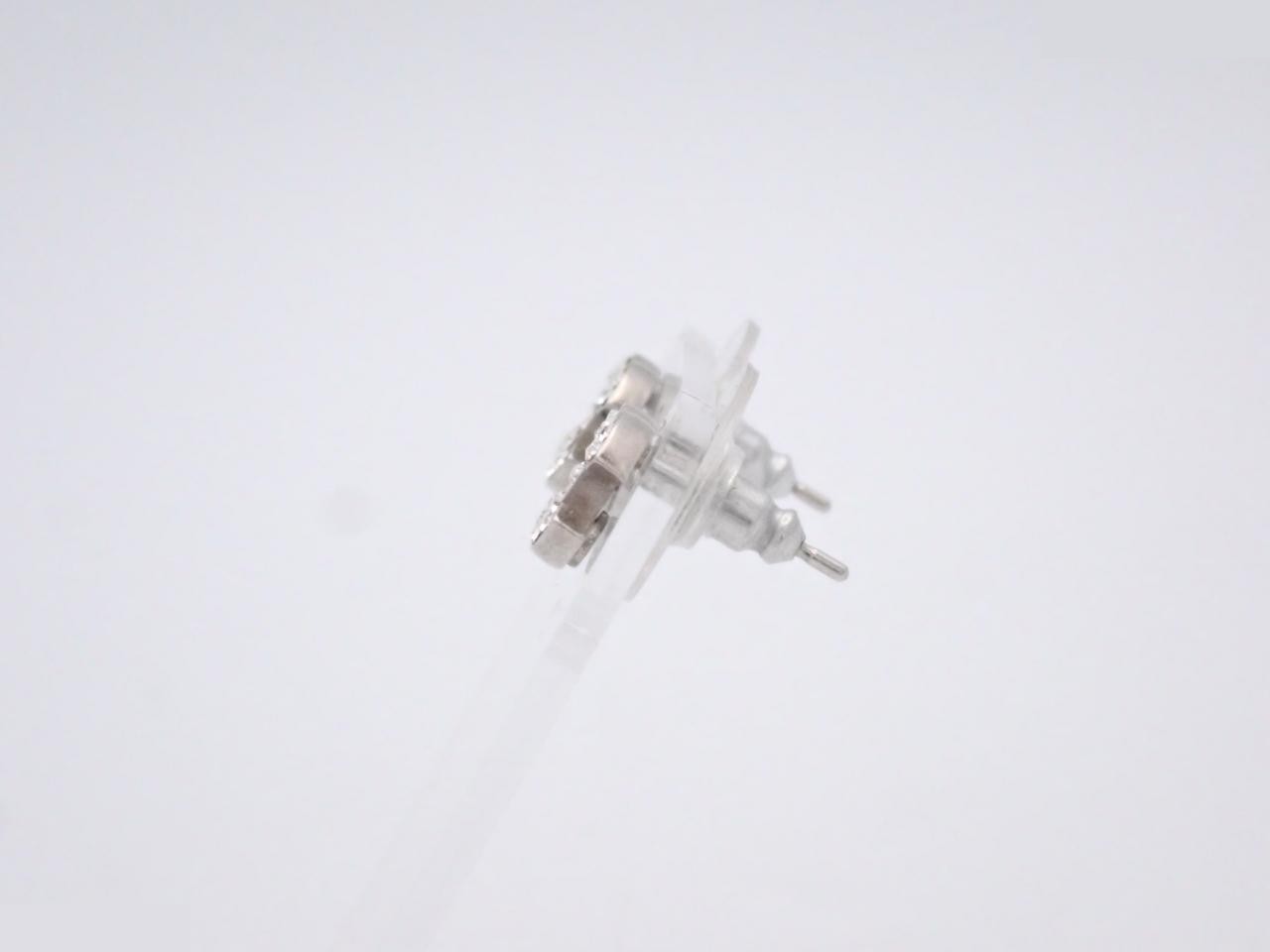 earrings, model 09V, Coco Mark, rhinestone, silver, 1cm wide. — view 3