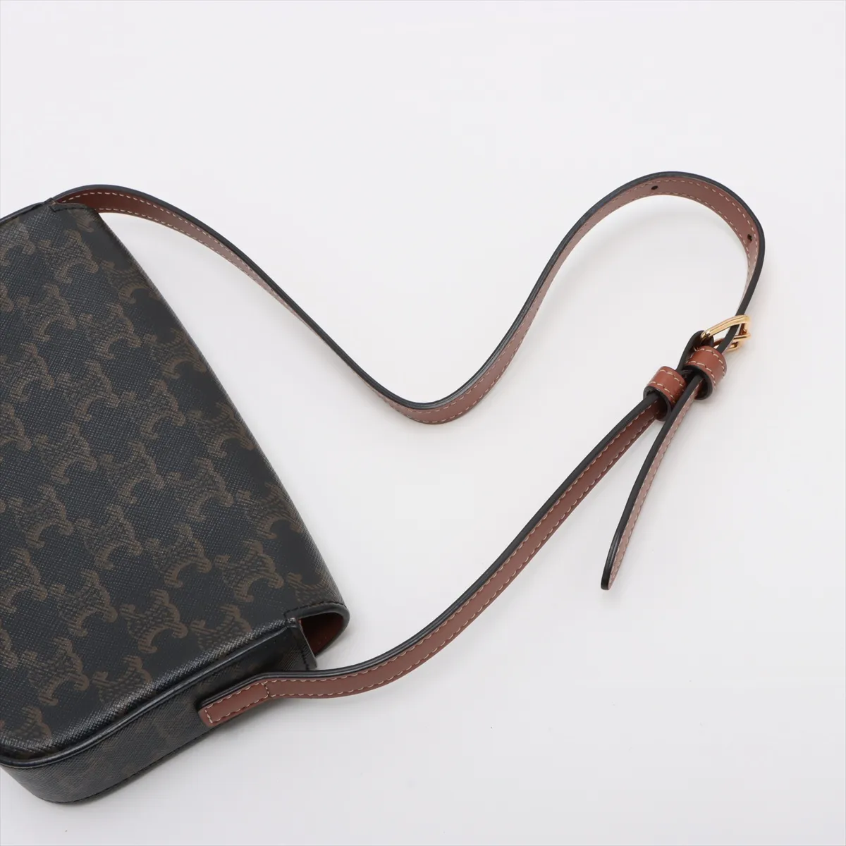 Triomphe Claude PVC x Leather Shoulder Bag Brown — view 5