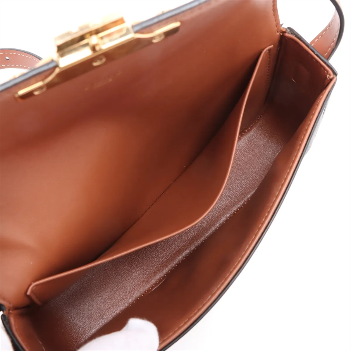 Triomphe Claude PVC x Leather Shoulder Bag Brown — view 7