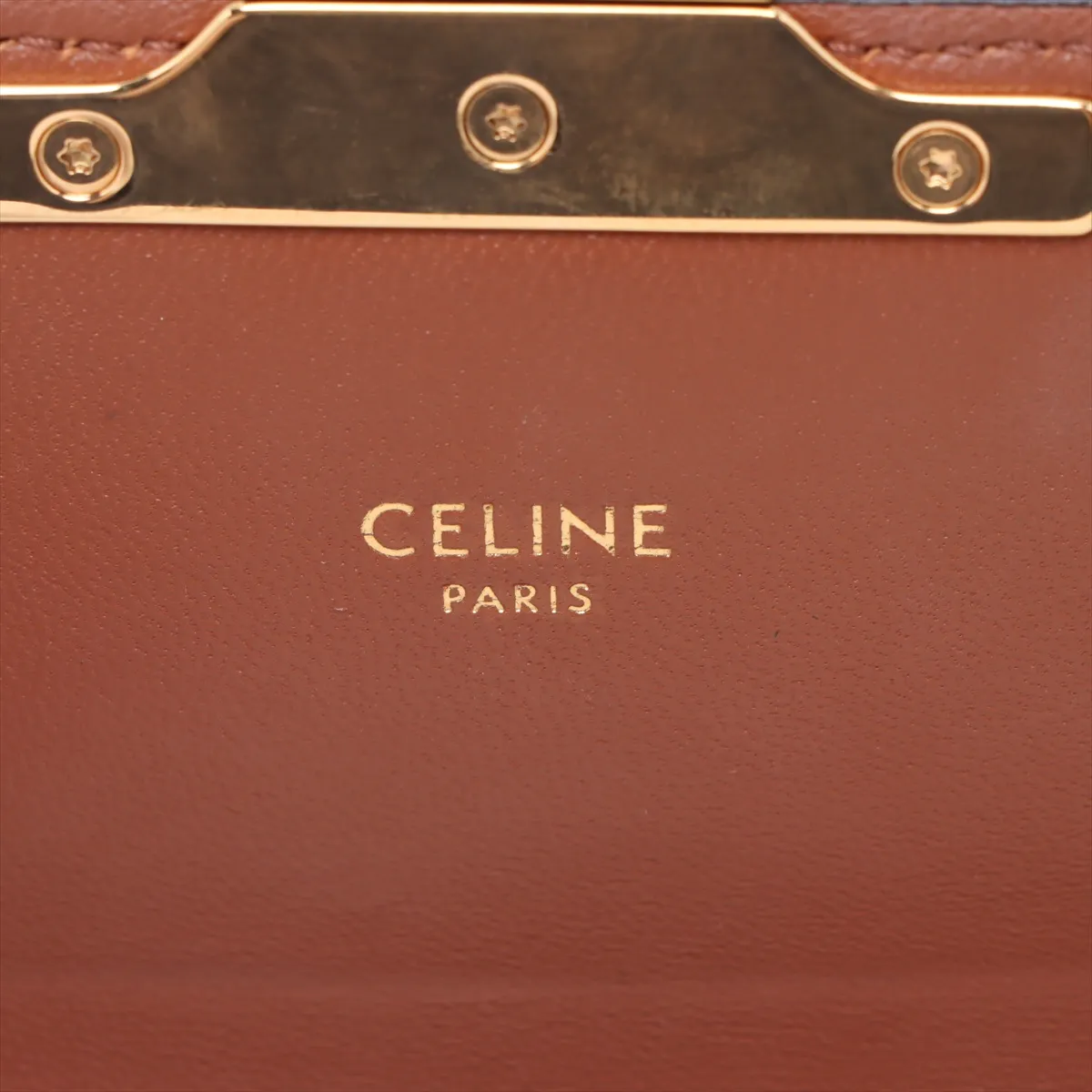 Triomphe Claude PVC x Leather Shoulder Bag Brown — view 8