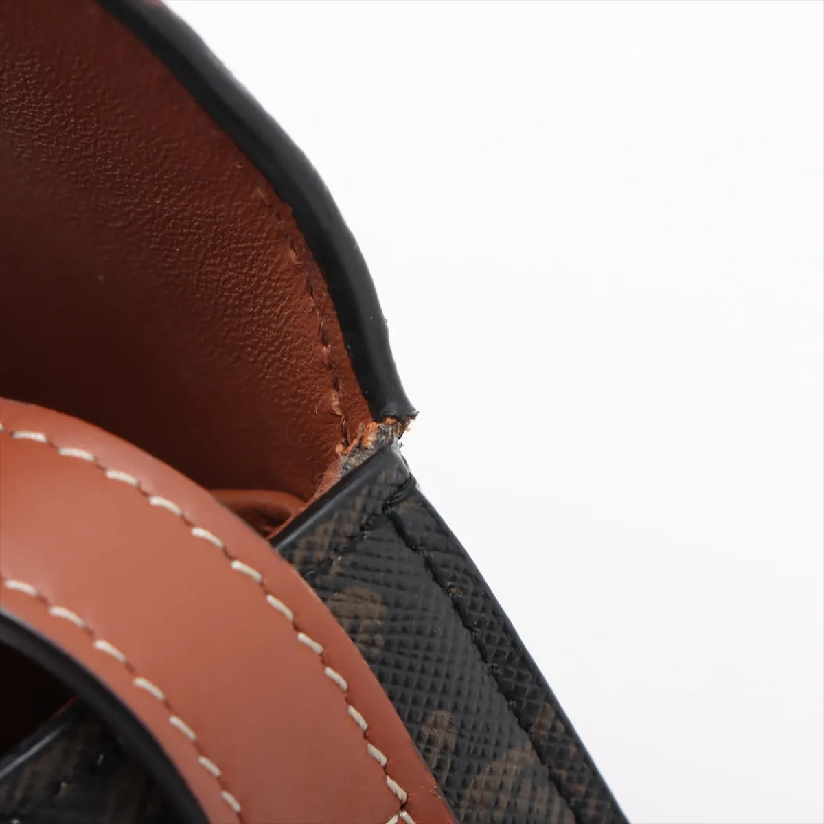 Triomphe Claude PVC x Leather Shoulder Bag Brown — view 9
