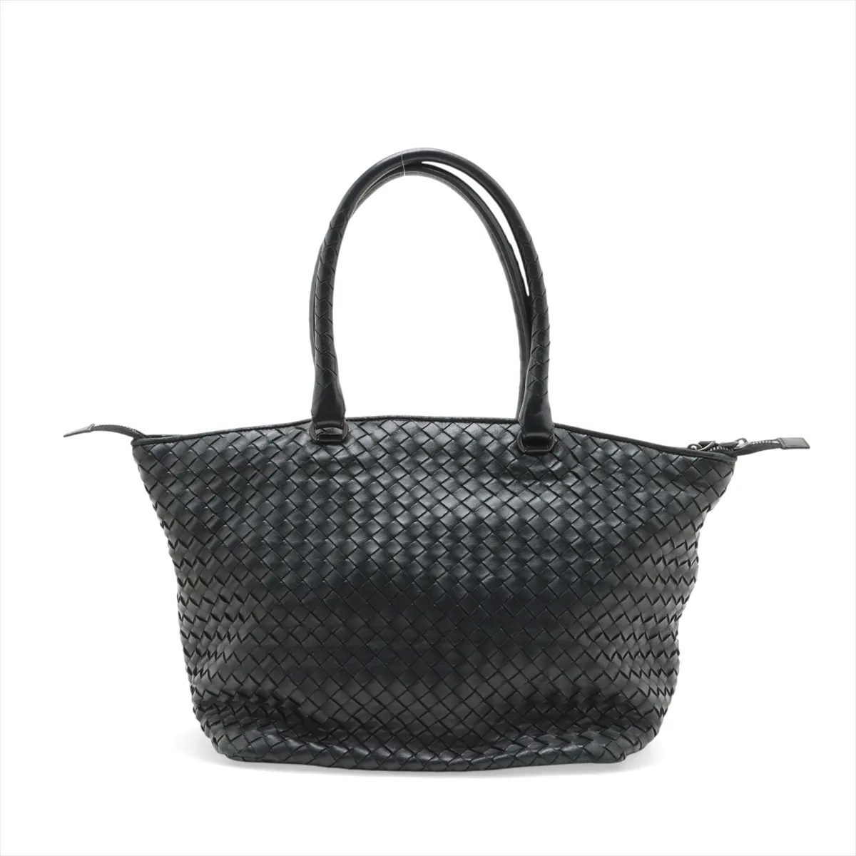 Intrecciato Leather Tote Bag Black 214728 — view 2