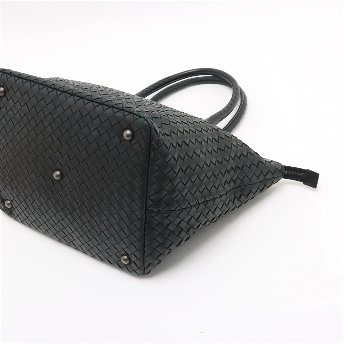 Intrecciato Leather Tote Bag Black 214728 — view 3