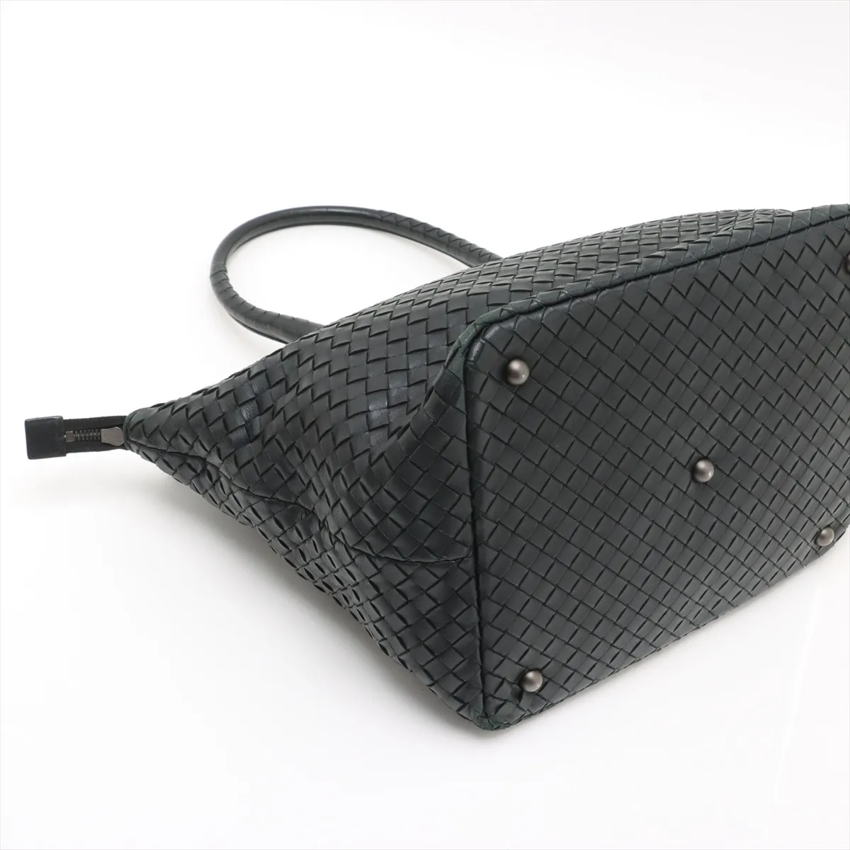 Intrecciato Leather Tote Bag Black 214728 — view 4