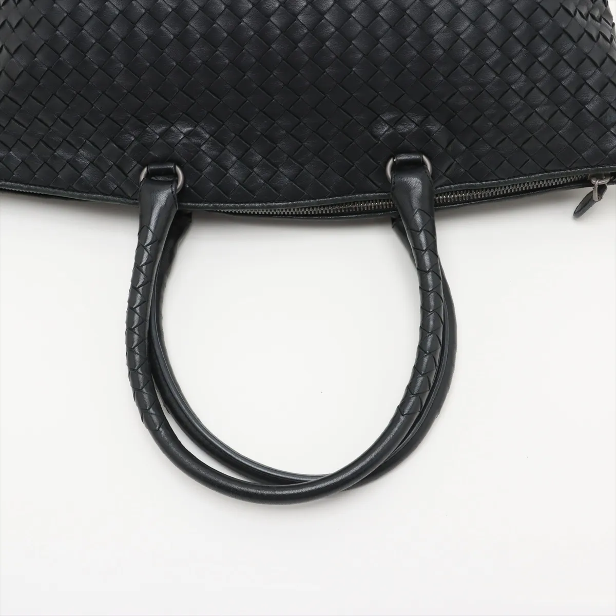 Intrecciato Leather Tote Bag Black 214728 — view 5