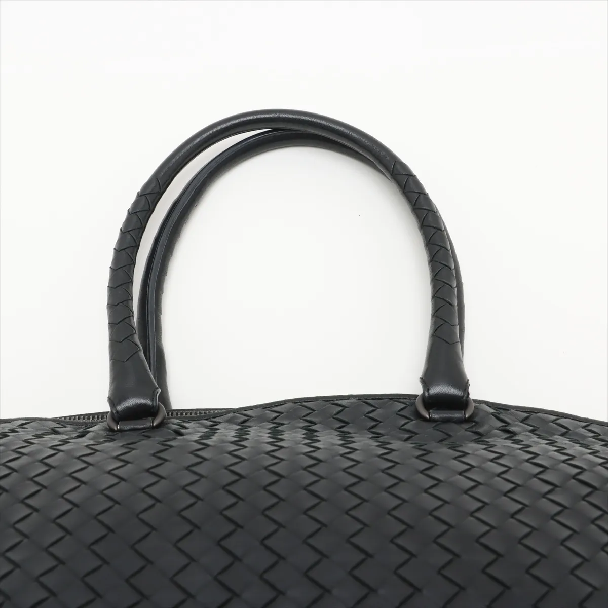 Intrecciato Leather Tote Bag Black 214728 — view 6
