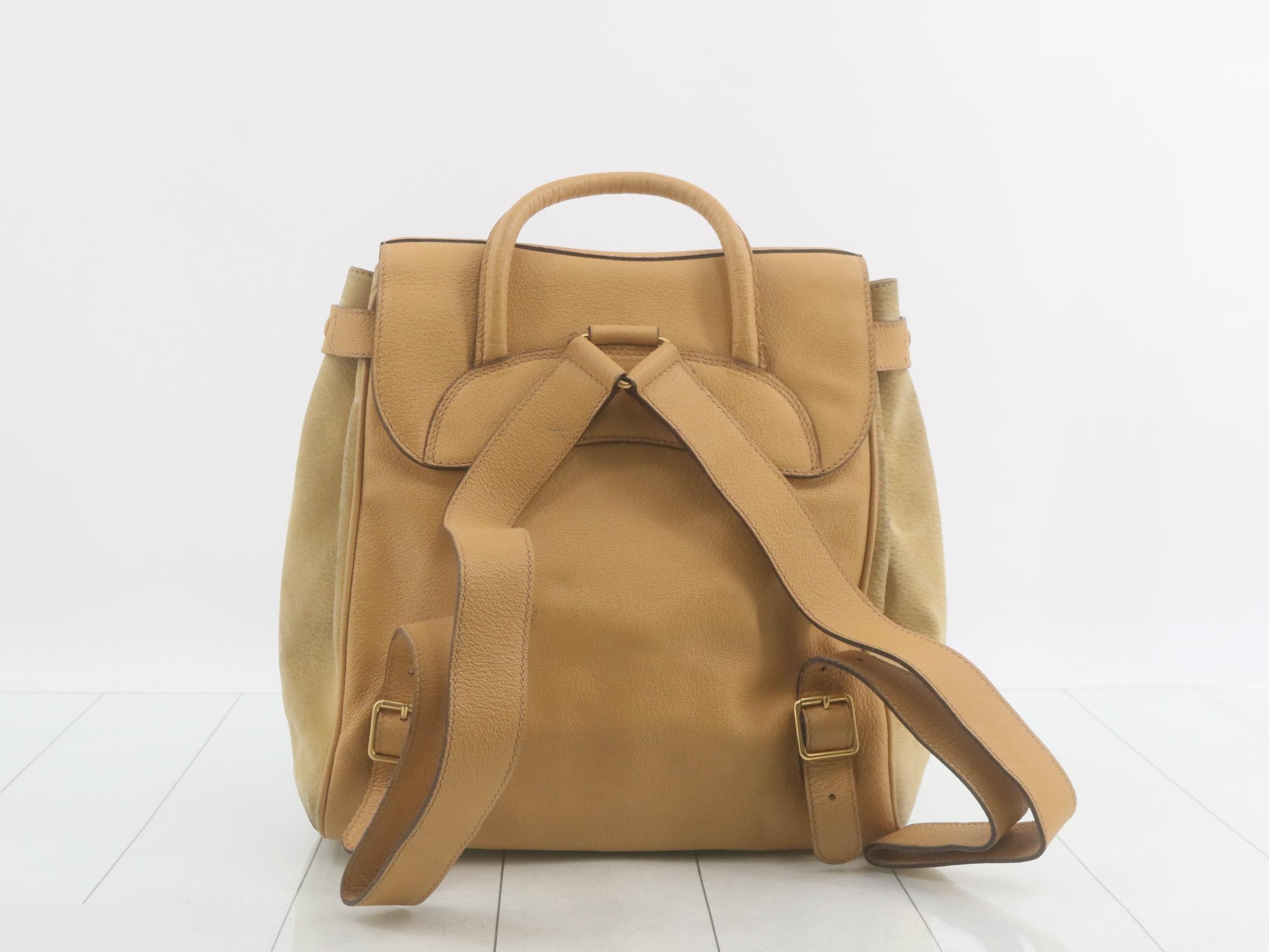 Backpack, saddle backpack, suede leather, beige — view 2