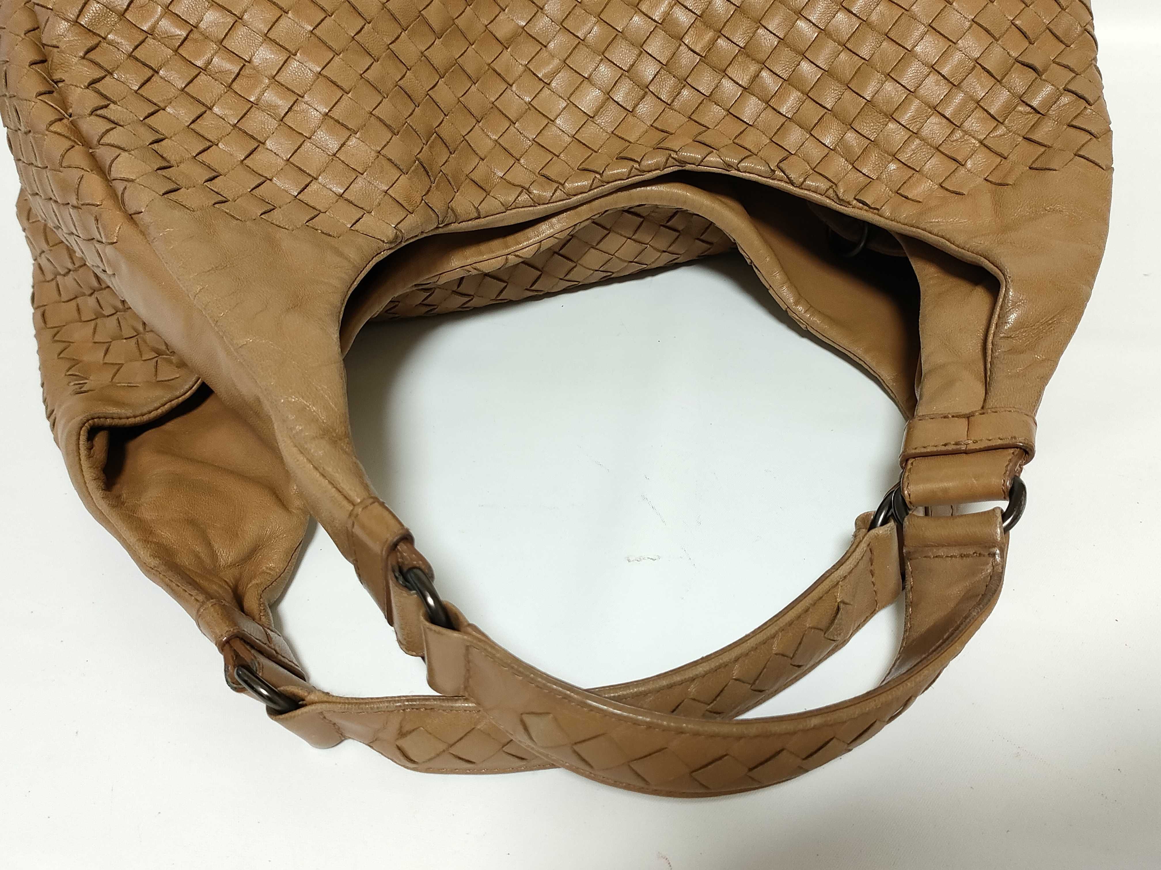 Intrecciato KR - Intrecciato Leather Hobo Bag Brown 124864 Shoulder Bag — view 3