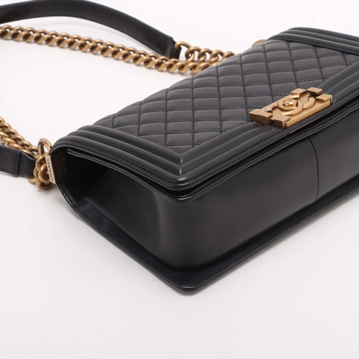 Boy Chanel 25 Lambskin Chain Shoulder Bag Black Gold Hardware 19693055 19th Series A67086 — view 4