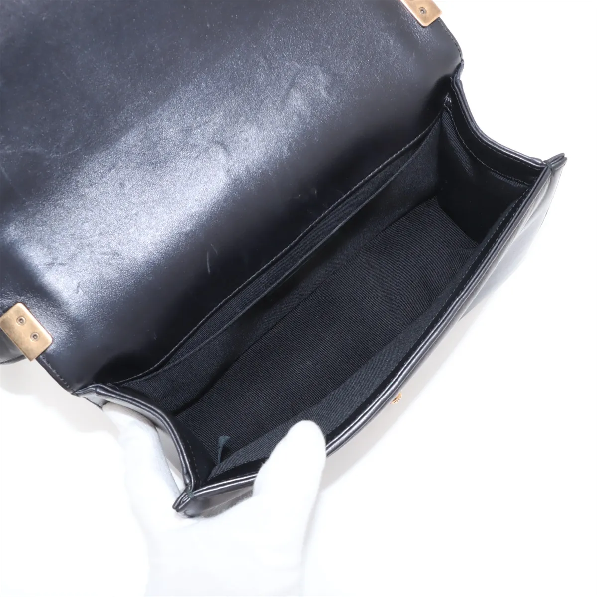Boy Chanel 25 Lambskin Chain Shoulder Bag Black Gold Hardware 19693055 19th Series A67086 — view 7