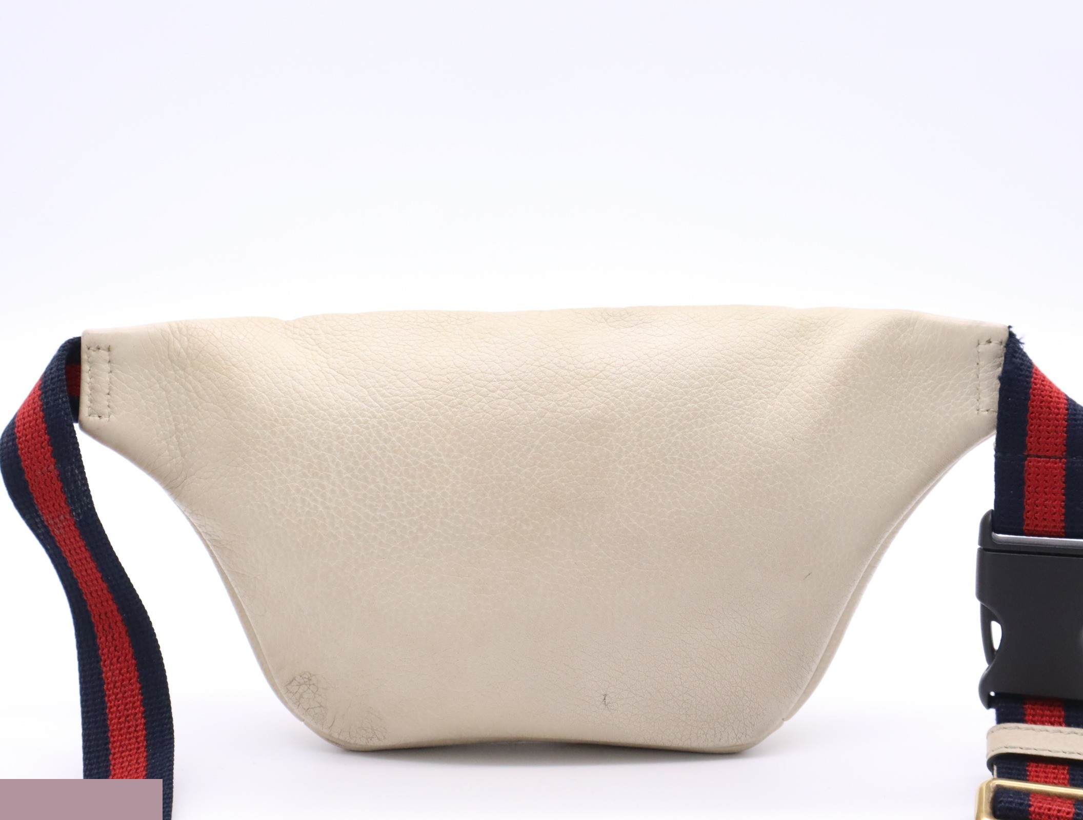 Leather logo print small belt bag, with dust bag and box, ivory. — view 2