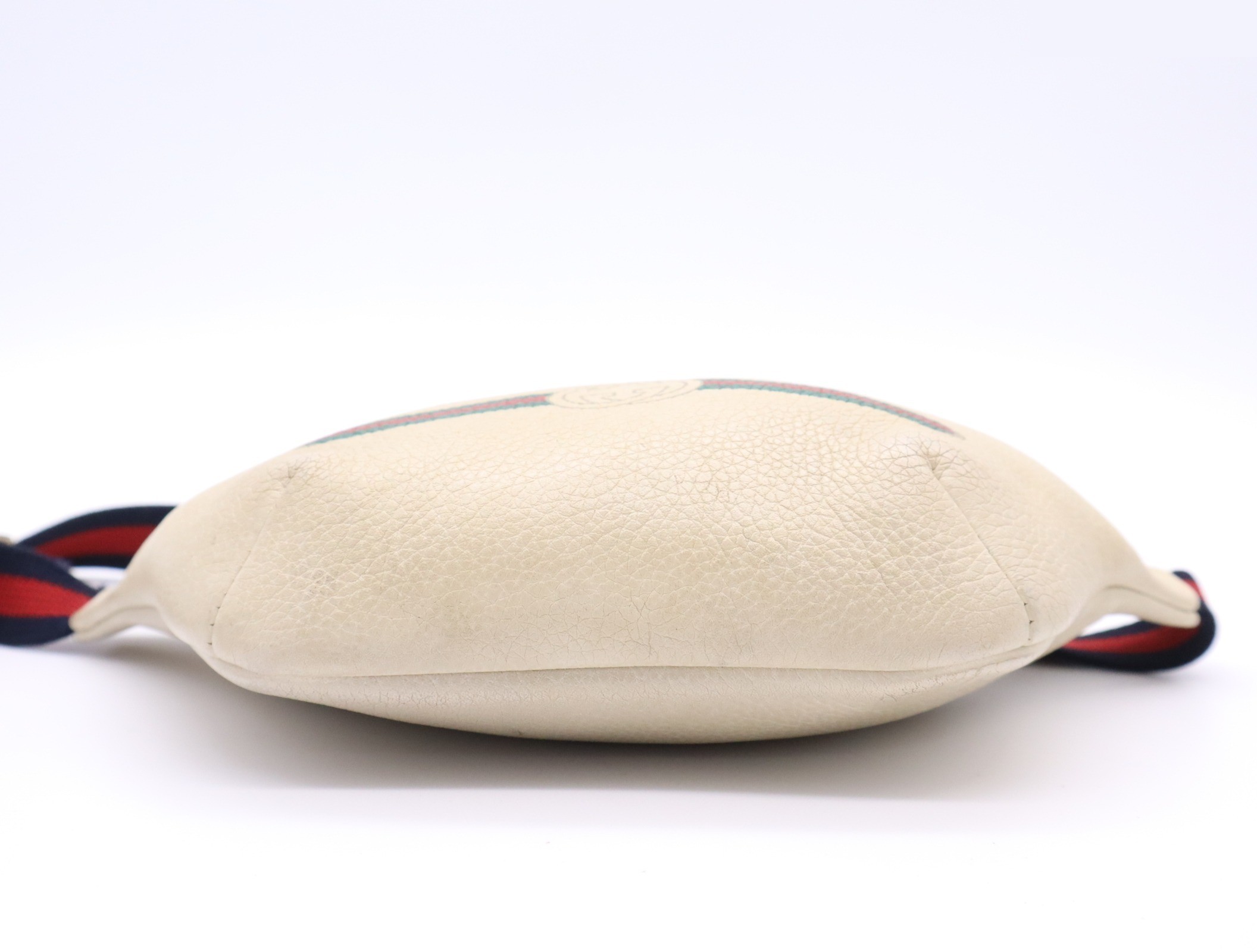 Leather logo print small belt bag, with dust bag and box, ivory. — view 4