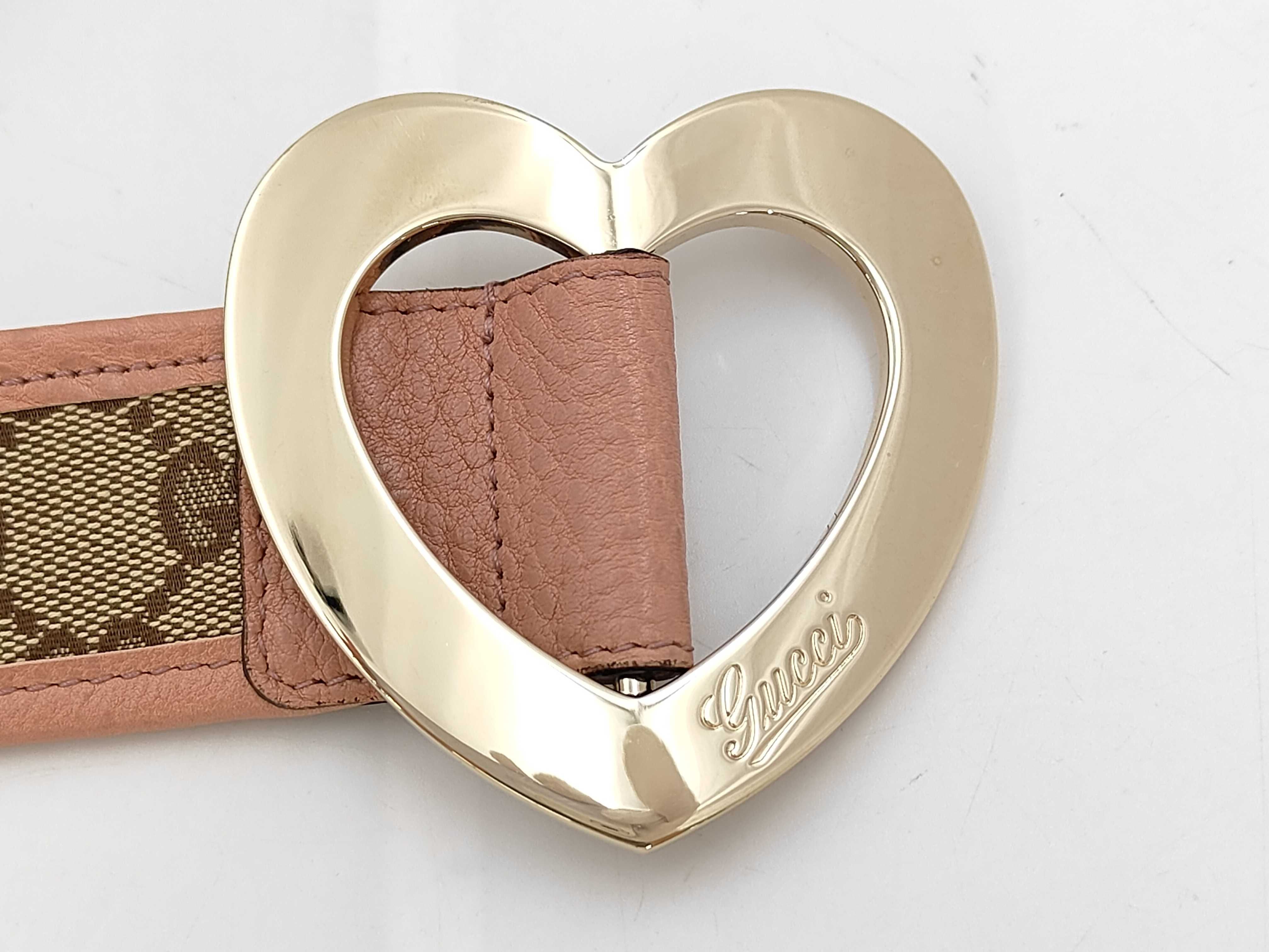 GG Canvas & Leather Heart Buckle Belt — view 3