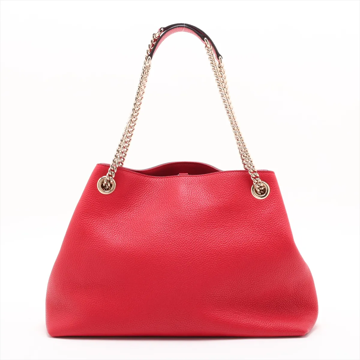 Soho Leather Chain Tote Bag, Red, 536196 — view 2