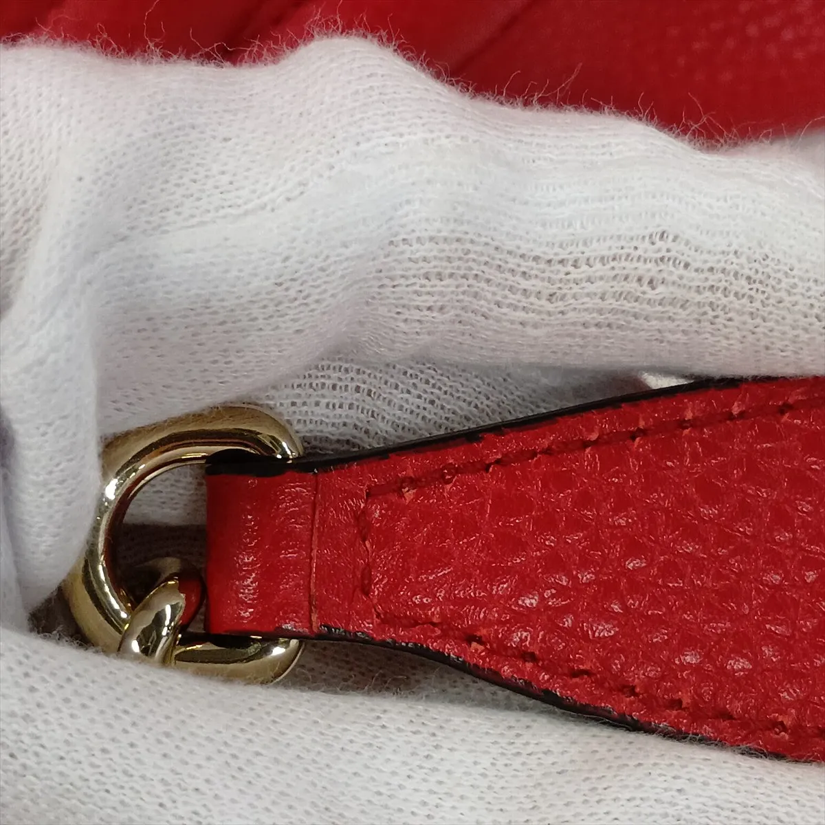 Soho Leather Chain Tote Bag, Red, 536196 — view 12