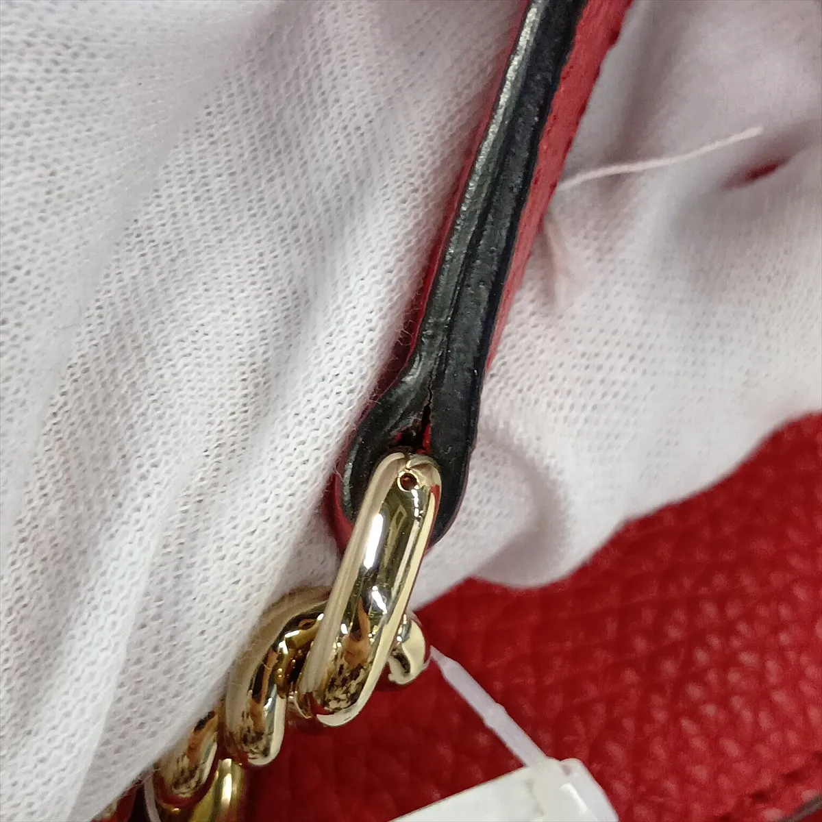 Soho Leather Chain Tote Bag, Red, 536196 — view 13