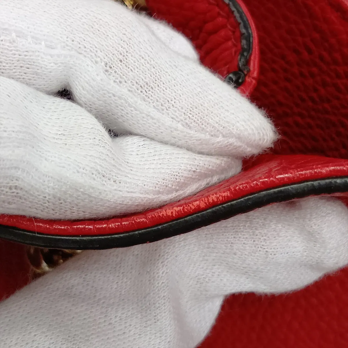 Soho Leather Chain Tote Bag, Red, 536196 — view 15