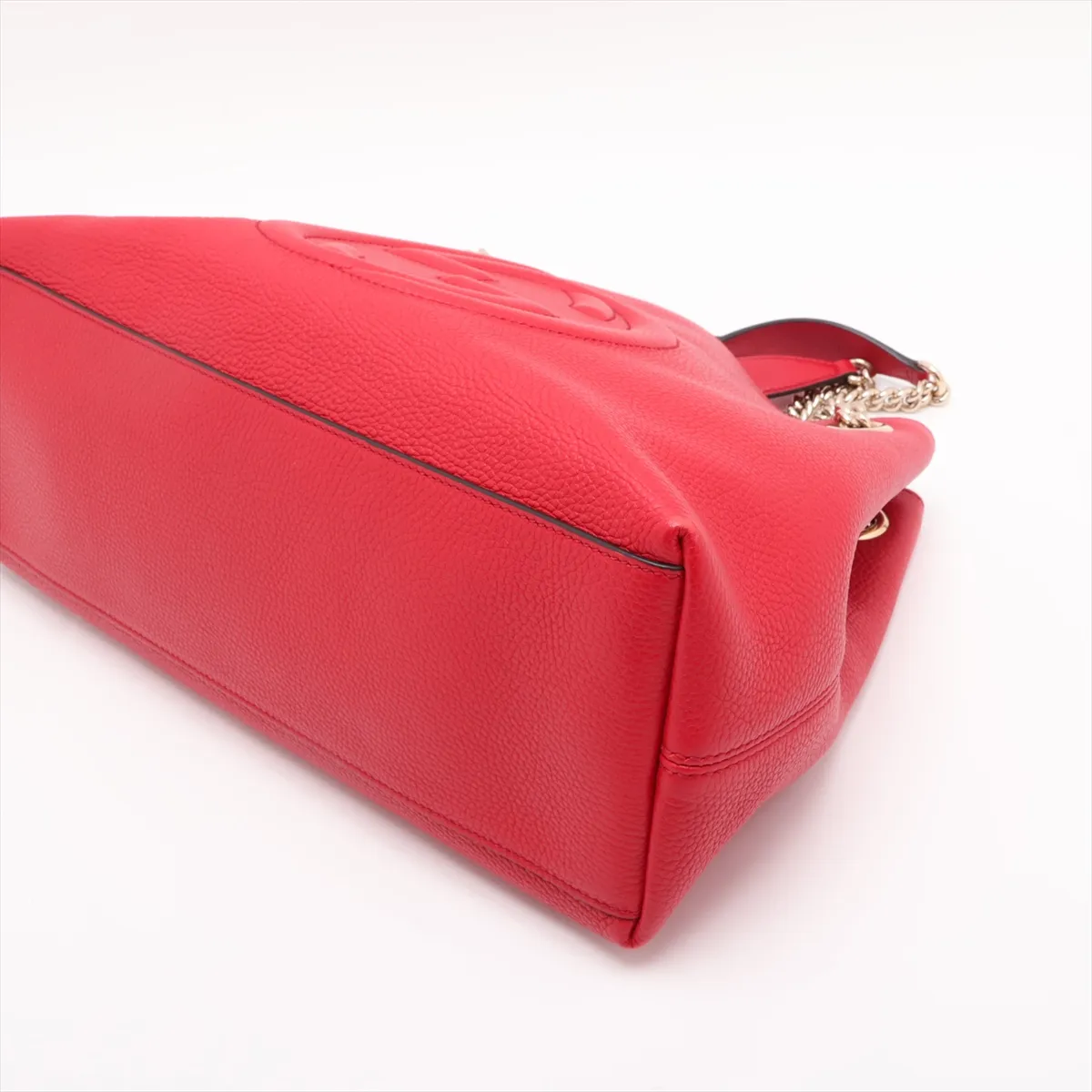 Soho Leather Chain Tote Bag, Red, 536196 — view 3