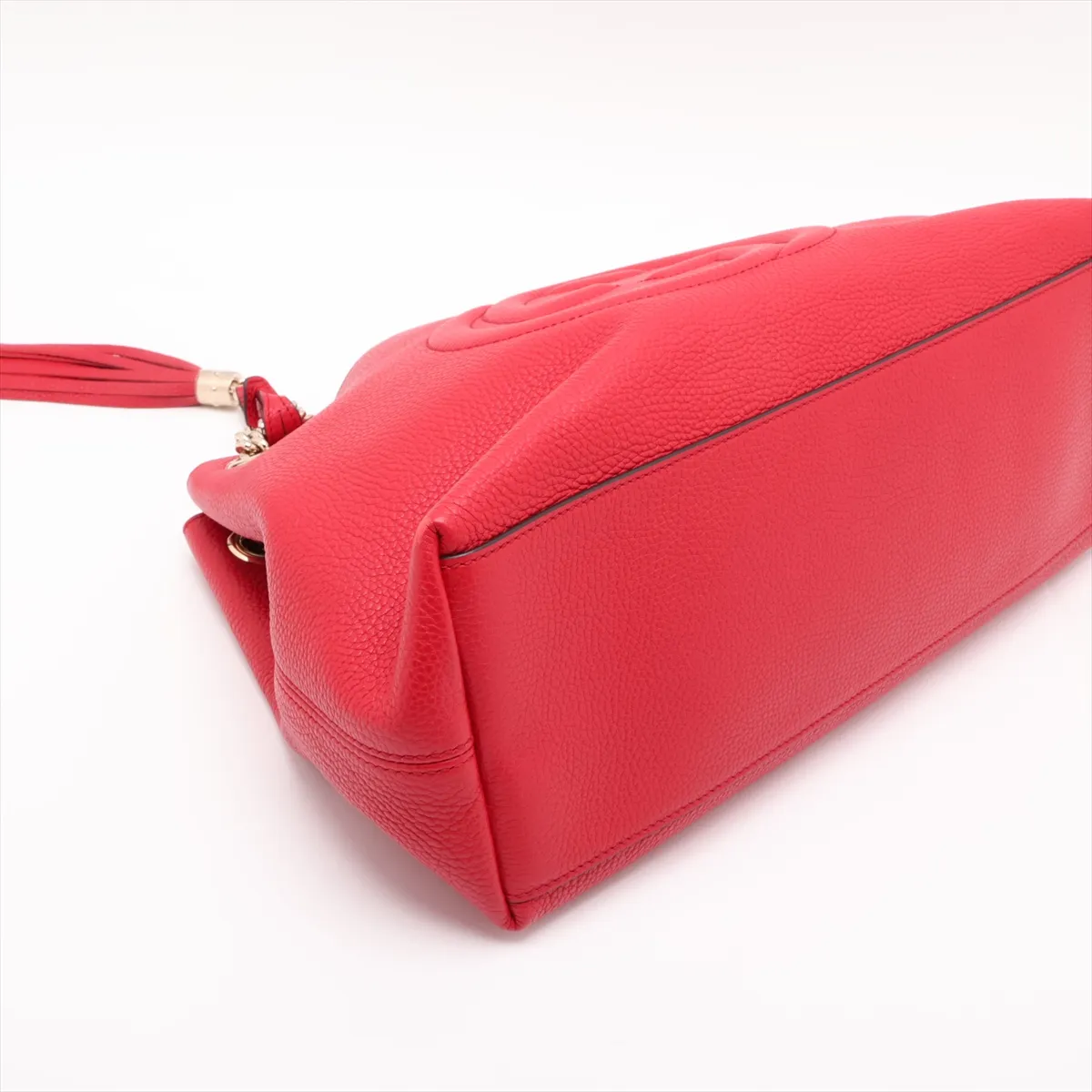 Soho Leather Chain Tote Bag, Red, 536196 — view 4