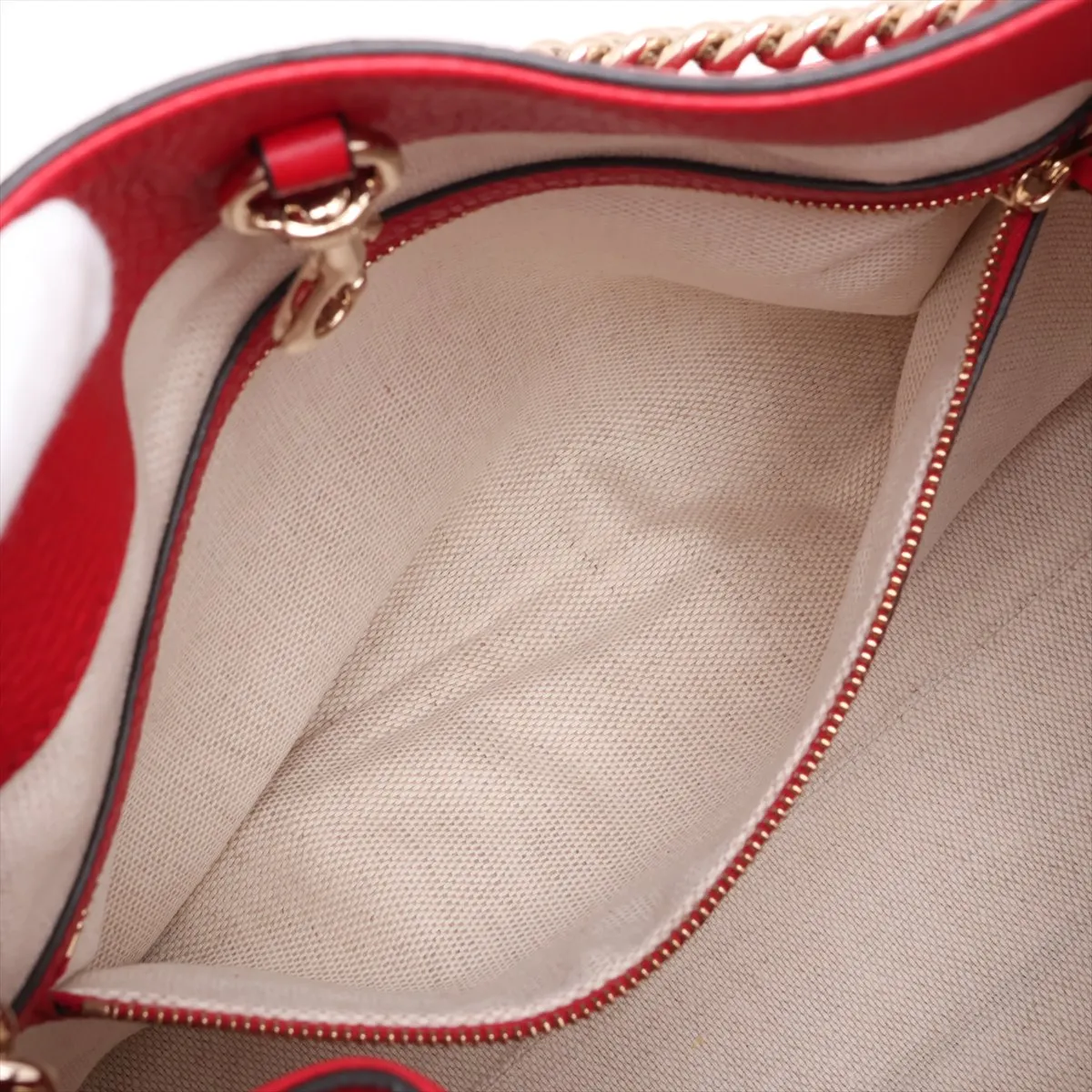 Soho Leather Chain Tote Bag, Red, 536196 — view 8